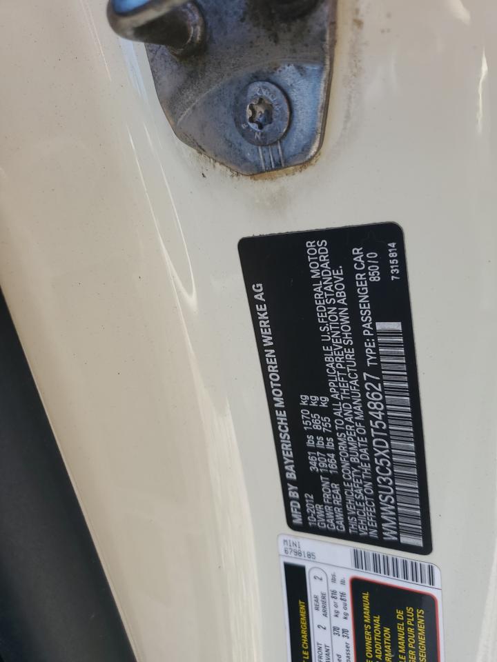 2013 Mini Cooper VIN: WMWSU3C5XDT548627 Lot: 59318064