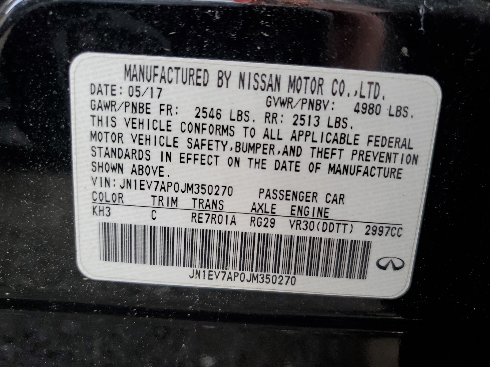 JN1EV7AP0JM350270 2018 Infiniti Q50 Luxe