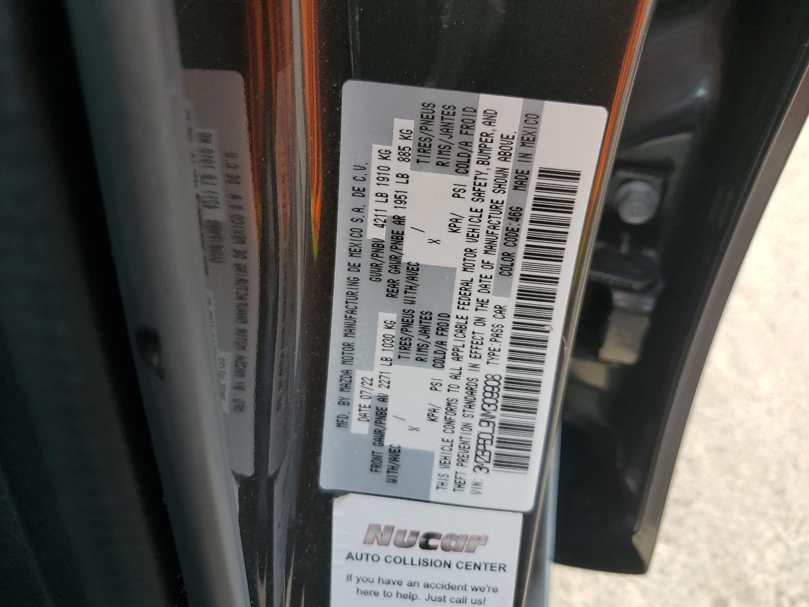 3MZBPBDL9NM309908 2022 Mazda 3 Premium