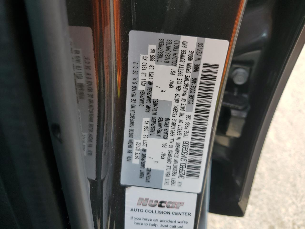 2022 Mazda 3 Premium VIN: 3MZBPBDL9NM309908 Lot: 64445804