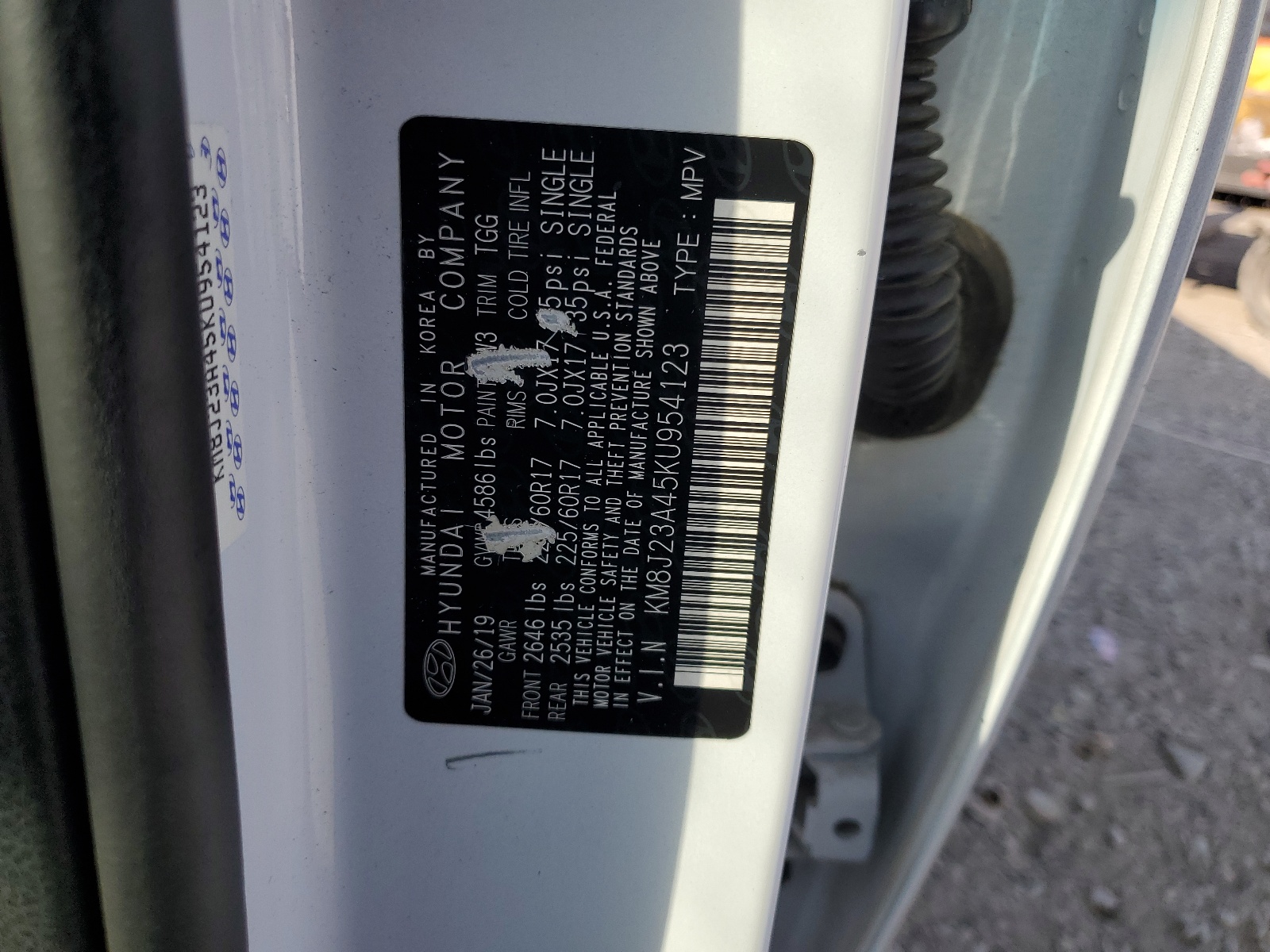 KM8J23A45KU954123 2019 Hyundai Tucson Se