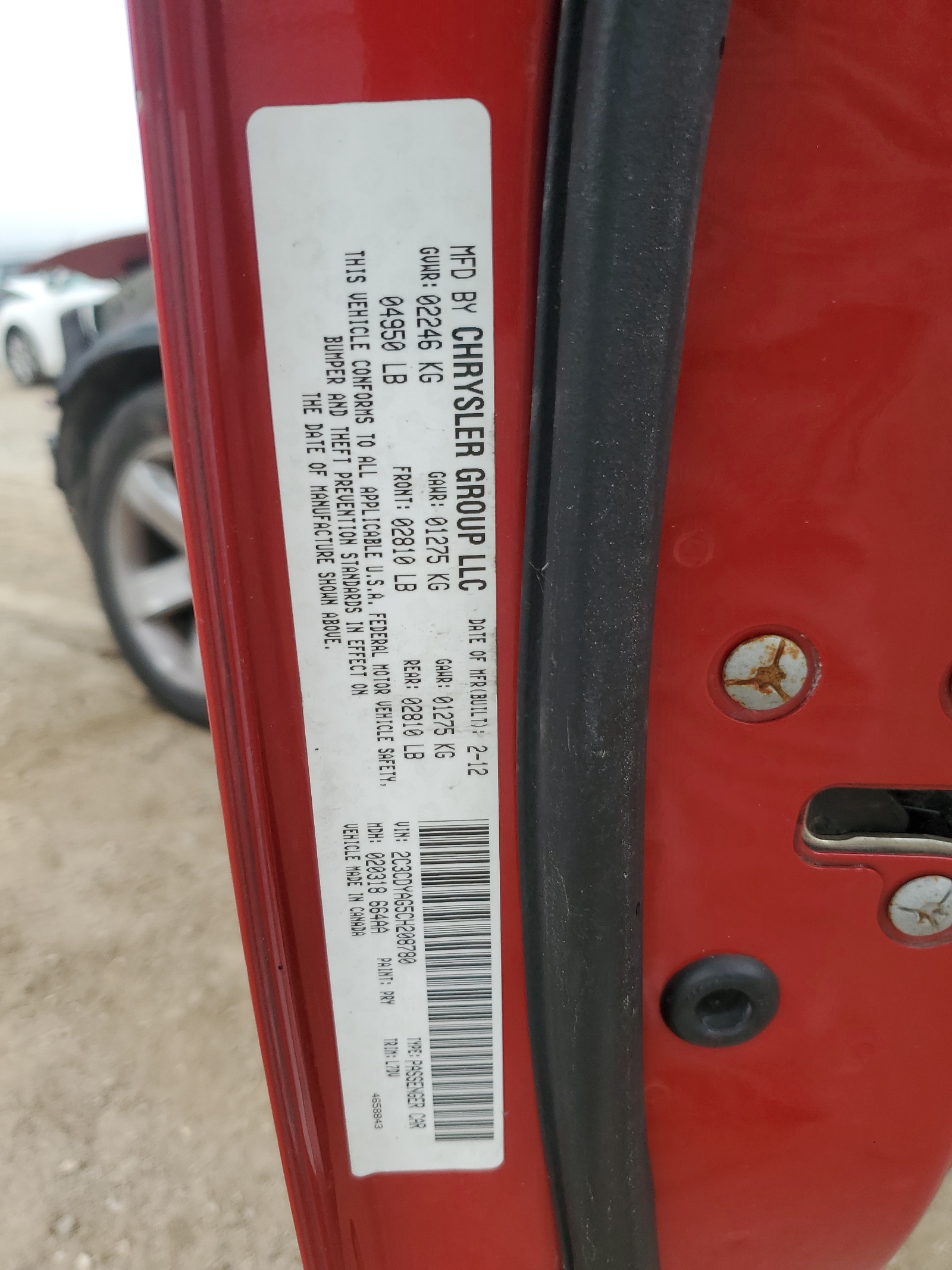 2C3CDYAG5CH208780 2012 Dodge Challenger Sxt