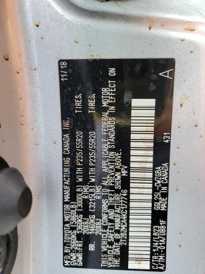 2019 Lexus Rx 350 Base VIN: 2T2BZMCA4KC177746 Lot: 65443864