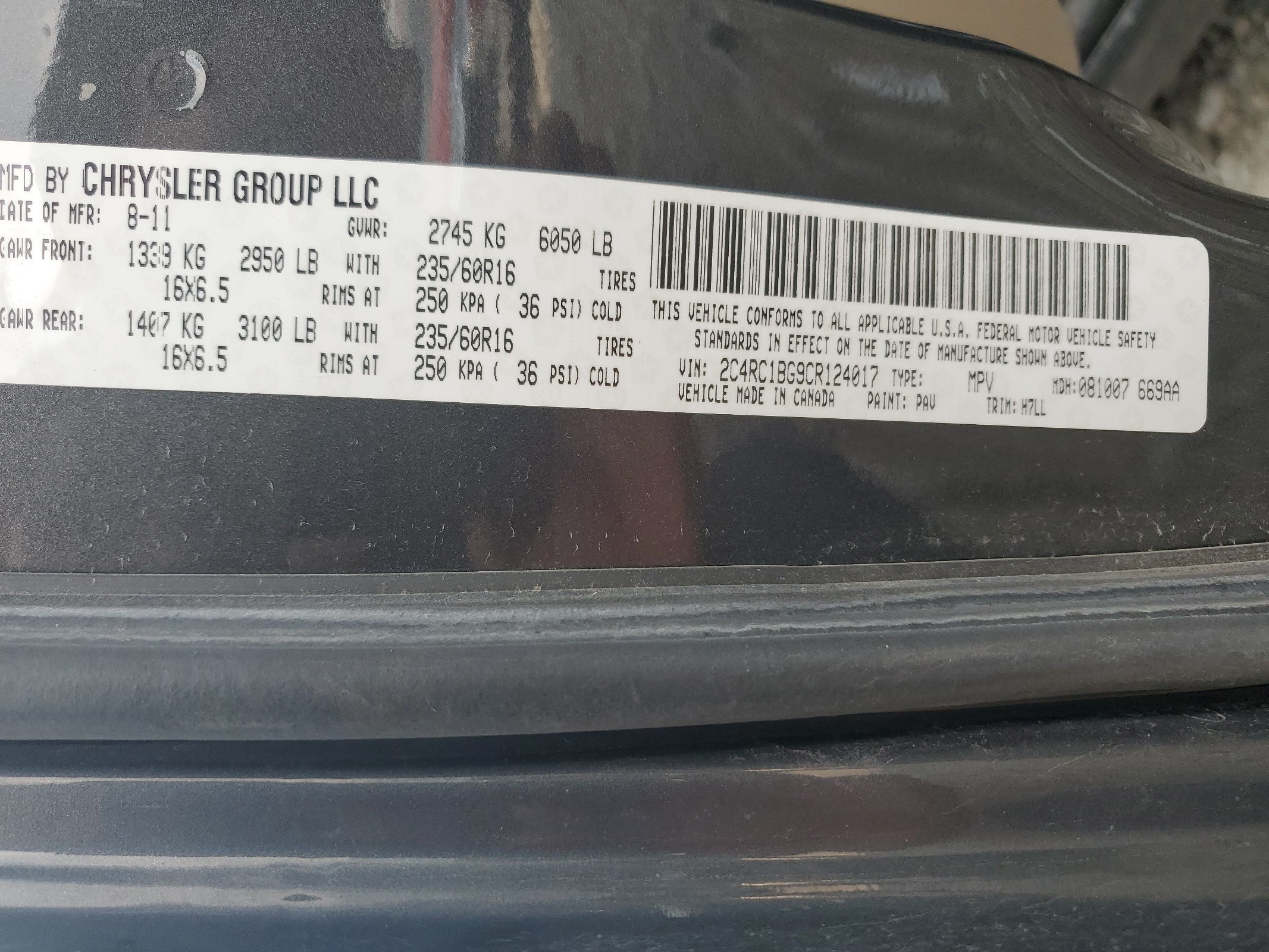 2C4RC1BG9CR124017 2012 Chrysler Town & Country Touring