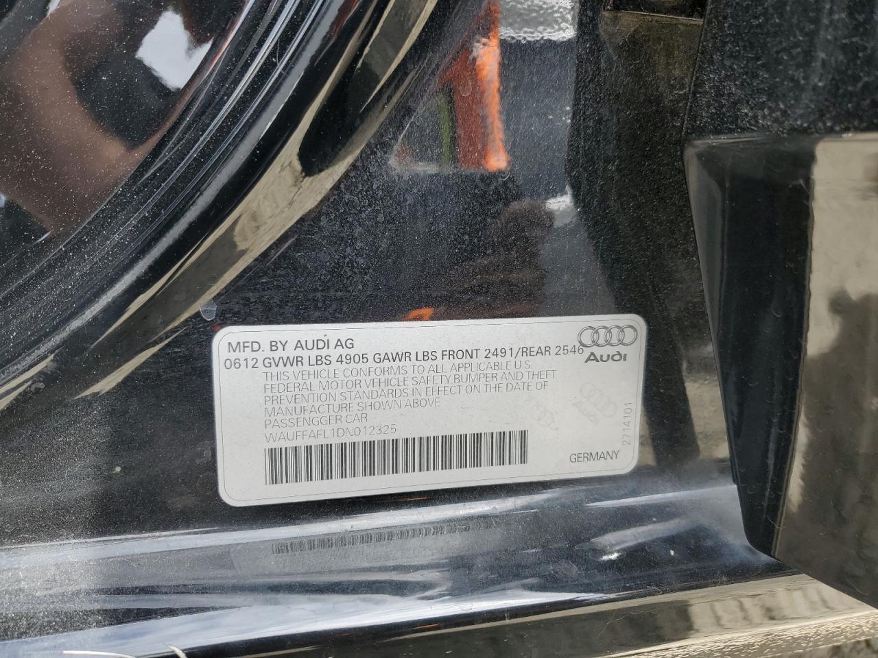 2013 Audi A4 Premium Plus VIN: WAUFFAFL1DN012325 Lot: 64634484