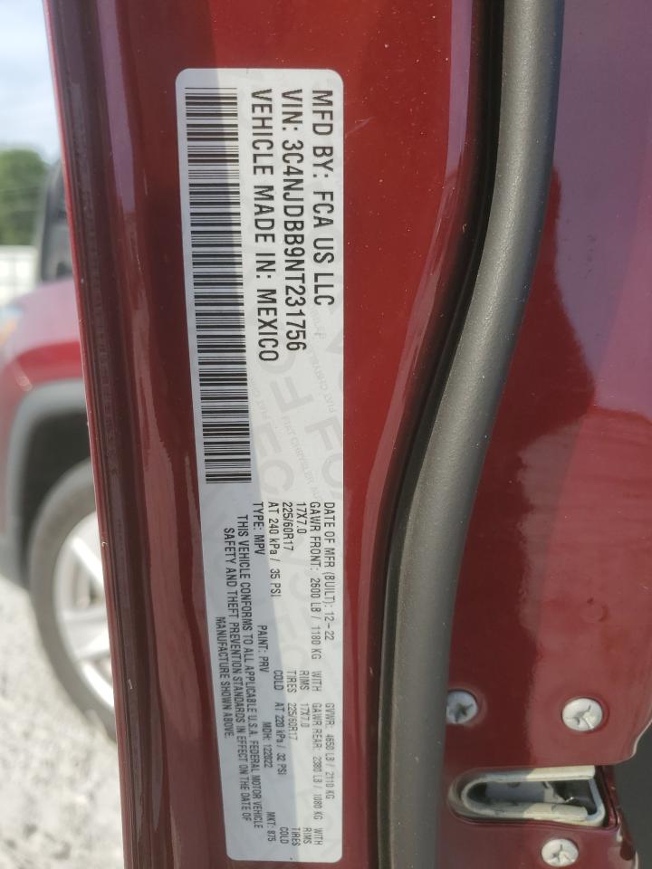 2022 Jeep Compass Latitude VIN: 3C4NJDBB9NT231756 Lot: 64842264