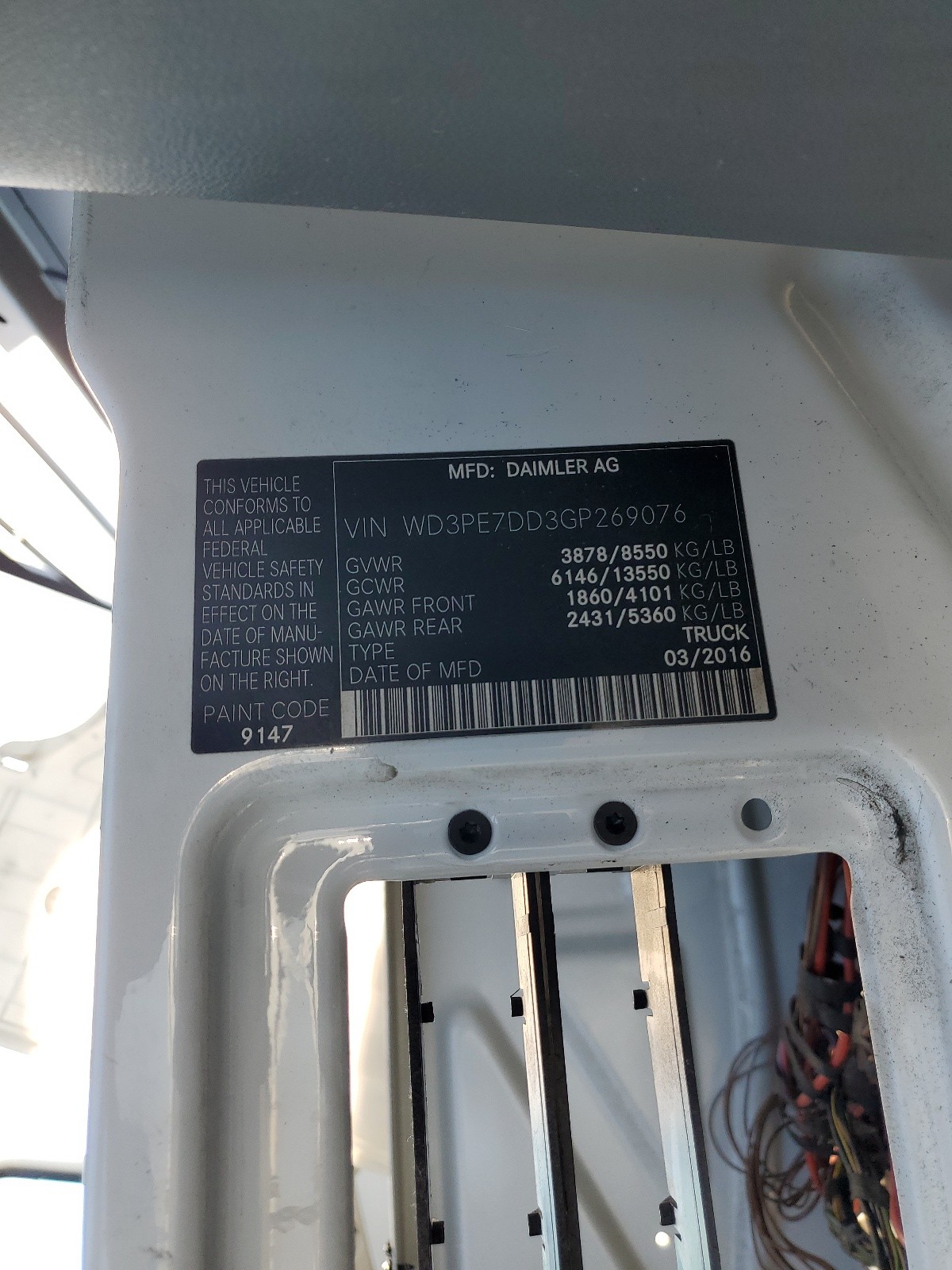 WD3PE7DD3GP269076 2016 Mercedes-Benz Sprinter 2500