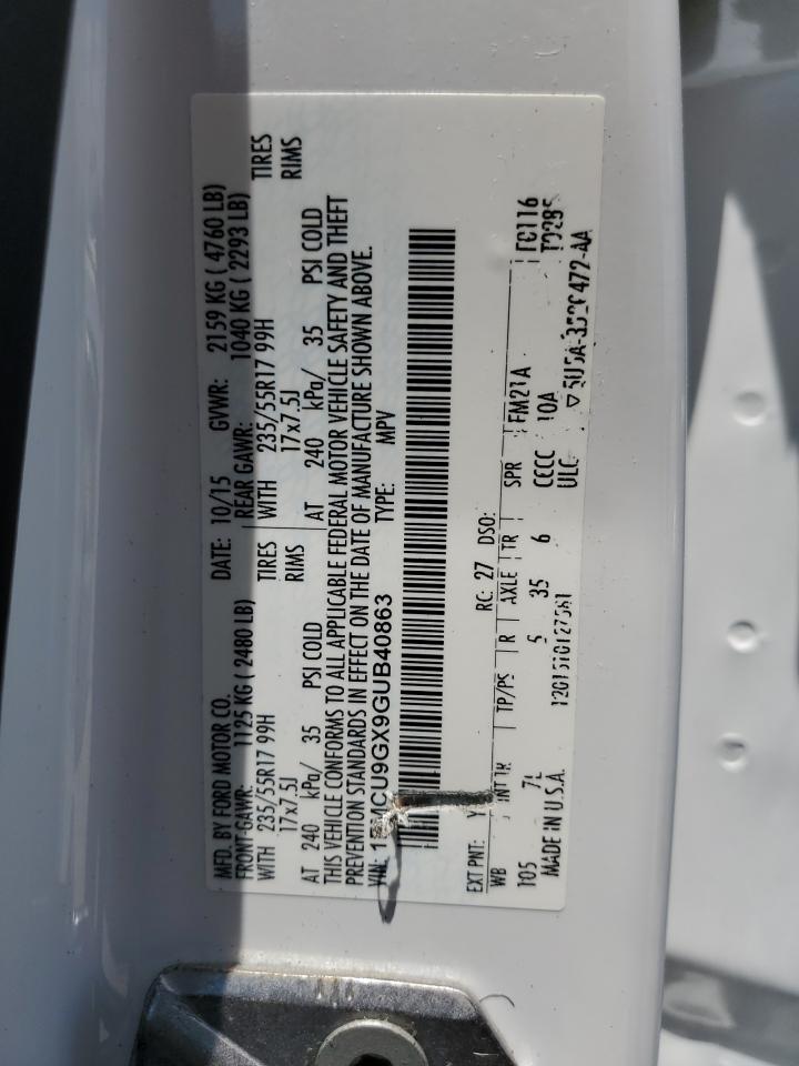 2016 Ford Escape Se VIN: 1FMCU9GX9GUB40863 Lot: 61836684