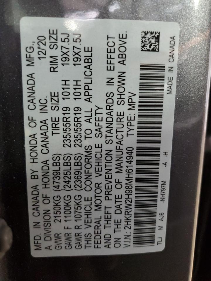 2021 Honda Cr-V Touring VIN: 2HKRW2H98MH614940 Lot: 63034494