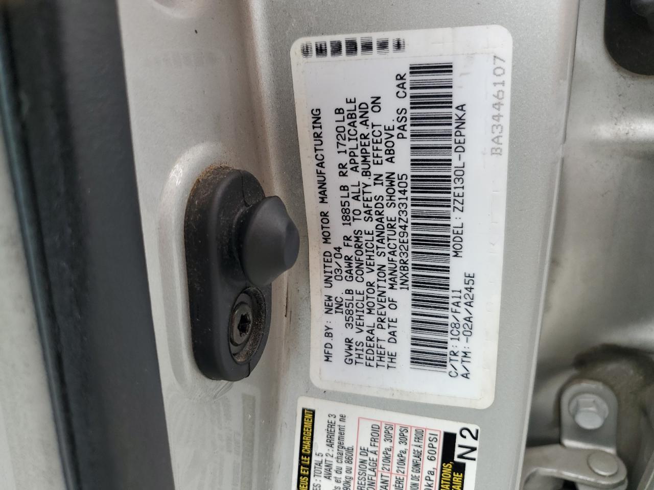 2004 Toyota Corolla Ce VIN: 1NXBR32E94Z331405 Lot: 62725874