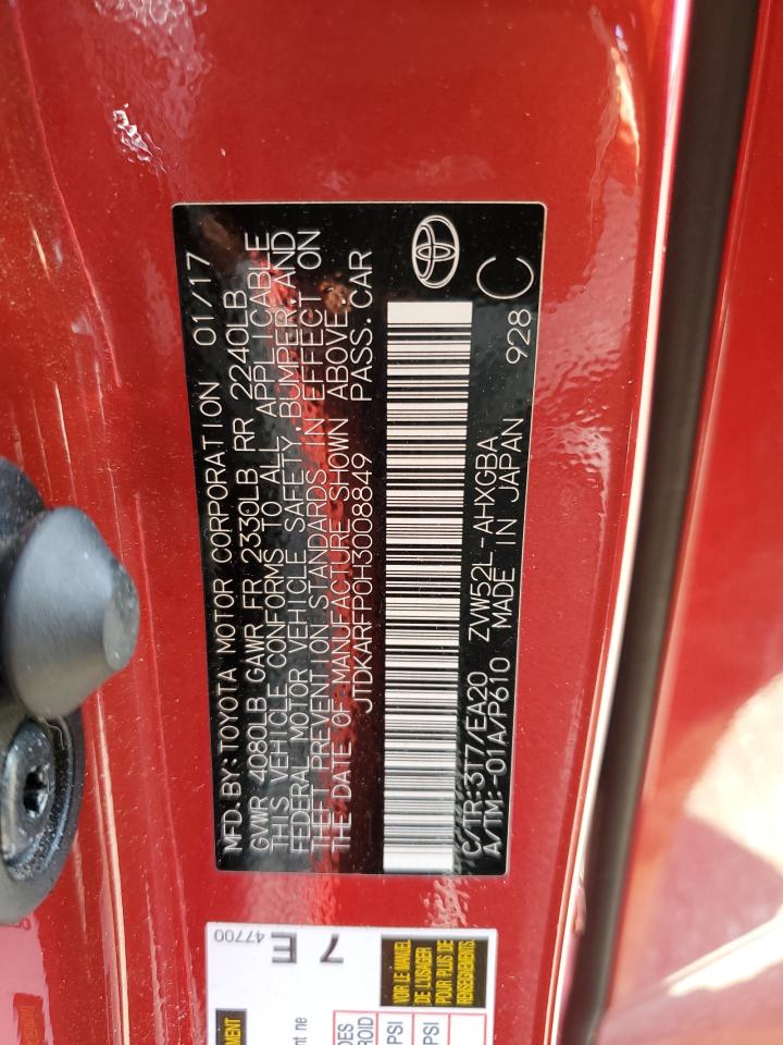 2017 Toyota Prius Prime VIN: JTDKARFP0H3008849 Lot: 63338664