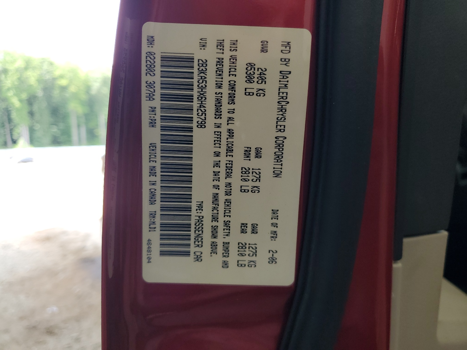 2B3KA53HX6H425798 2006 Dodge Charger R/T