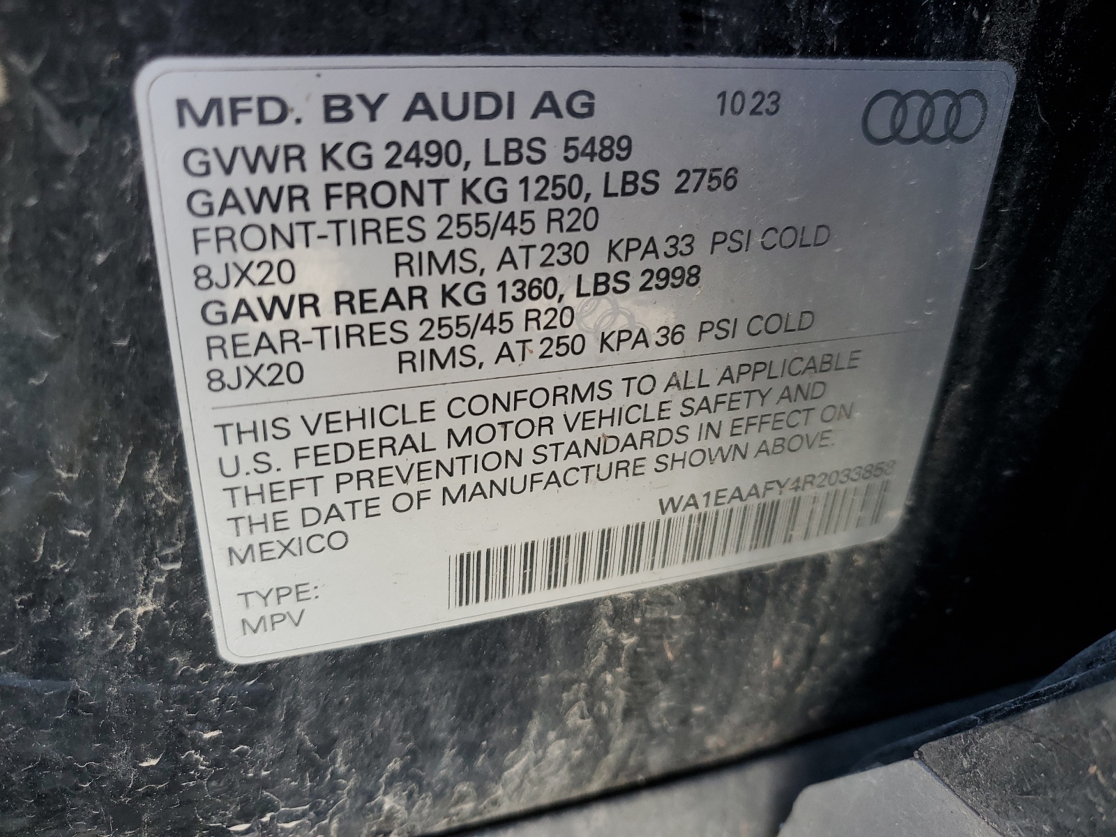 WA1EAAFY4R2033858 2024 Audi Q5 Premium Plus 45