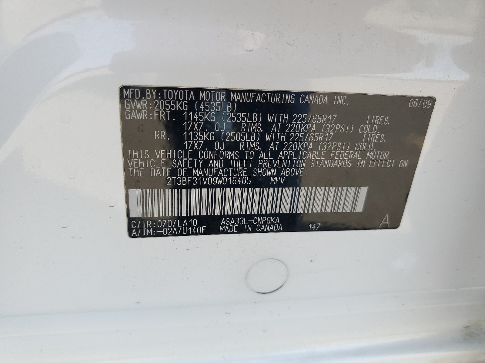 2T3BF31V09W016405 2009 Toyota Rav4 Limited