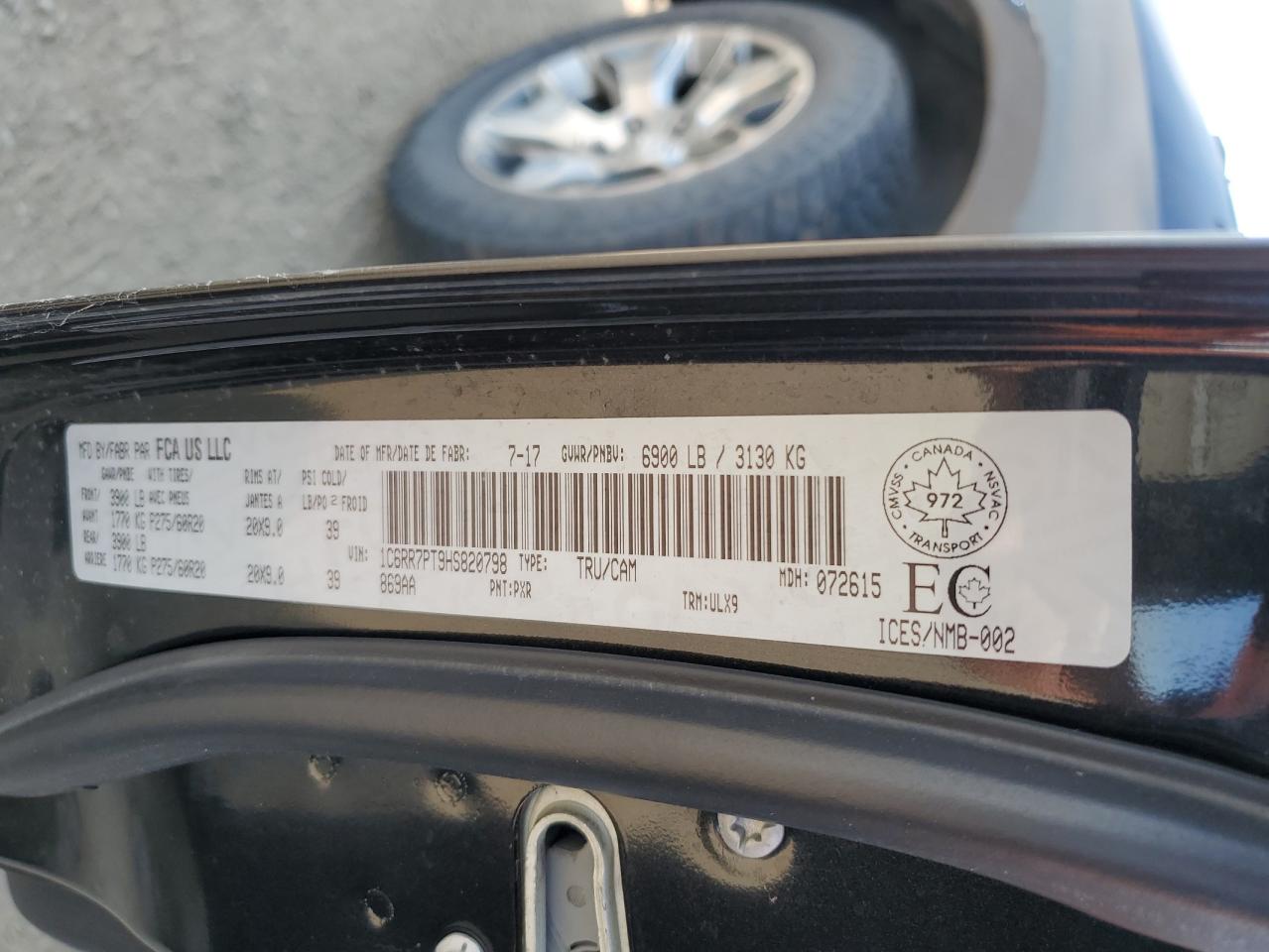 2017 Ram 1500 Longhorn VIN: 1C6RR7PT9HS820798 Lot: 63912034