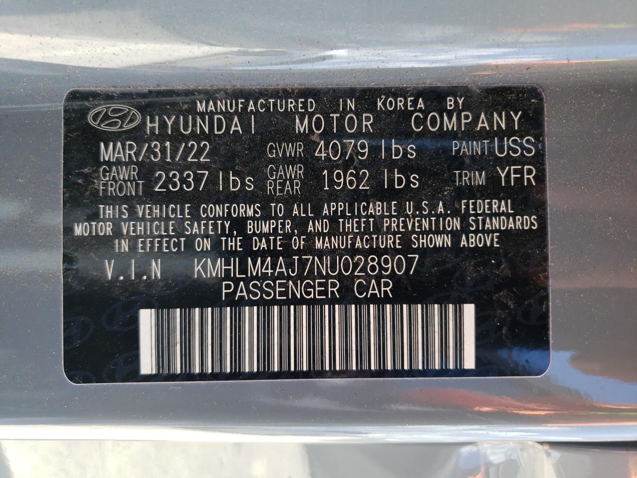 2022 Hyundai Elantra Blue VIN: KMHLM4AJ7NU028907 Lot: 63684054