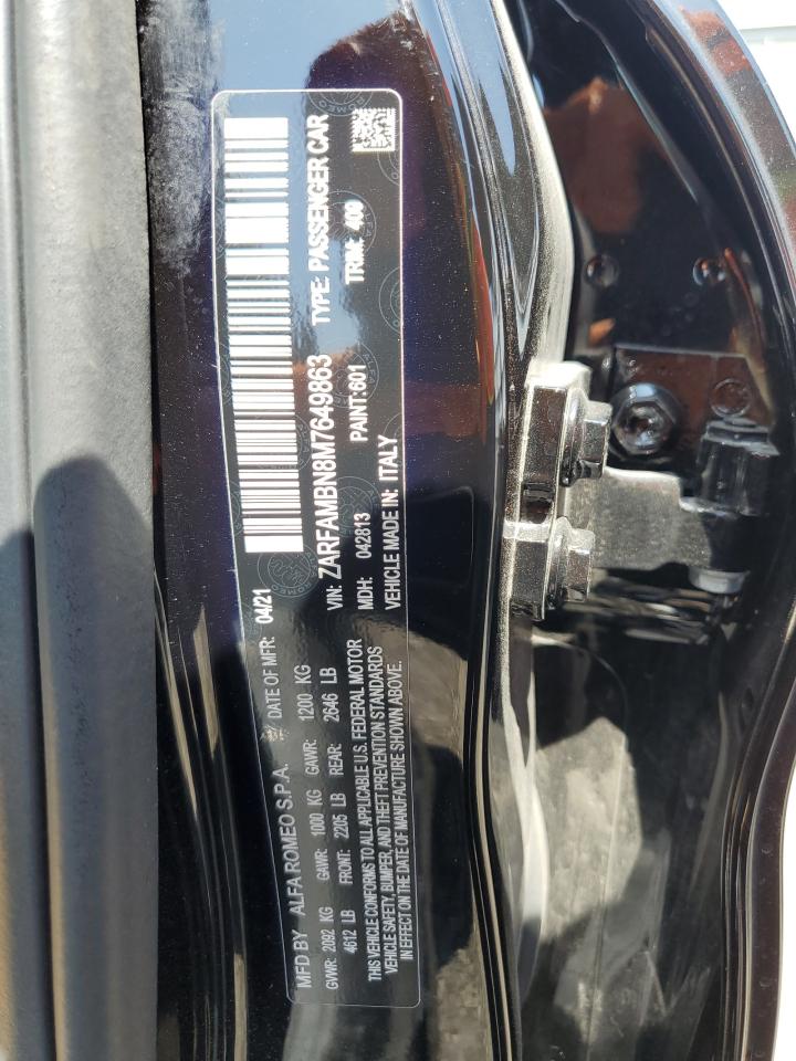 2021 Alfa Romeo Giulia Ti VIN: ZARFAMBN8M7649863 Lot: 64881584