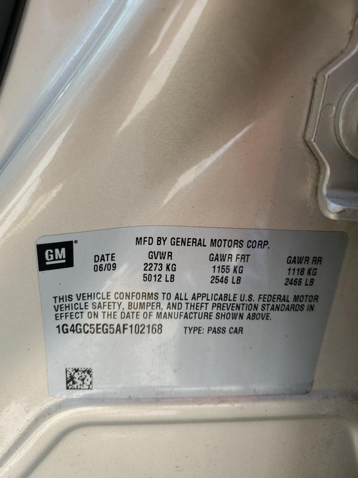 2010 Buick Lacrosse Cxl VIN: 1G4GC5EG5AF102168 Lot: 62501594