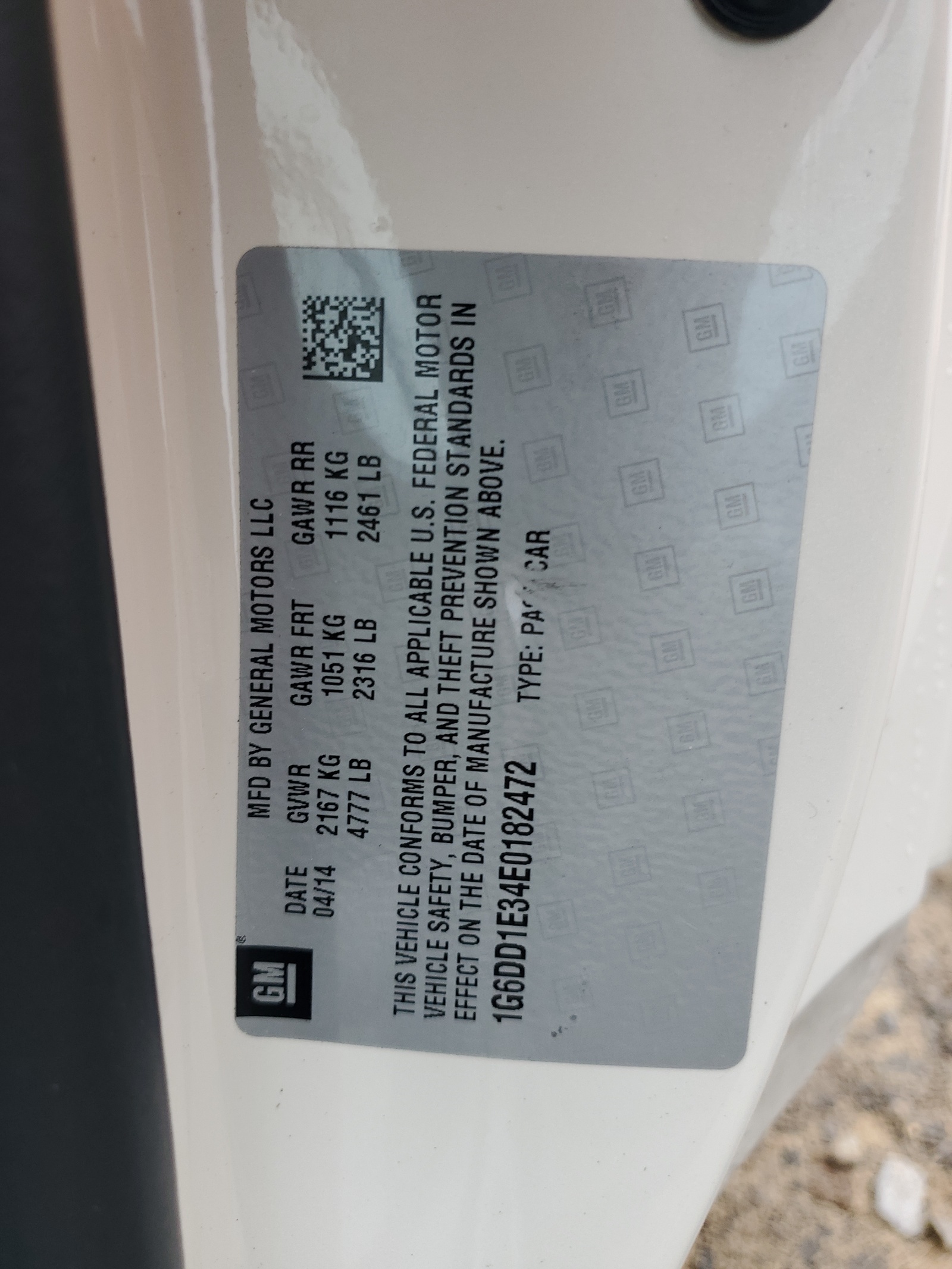 1G6DD1E34E0182472 2014 Cadillac Cts Premium Collection