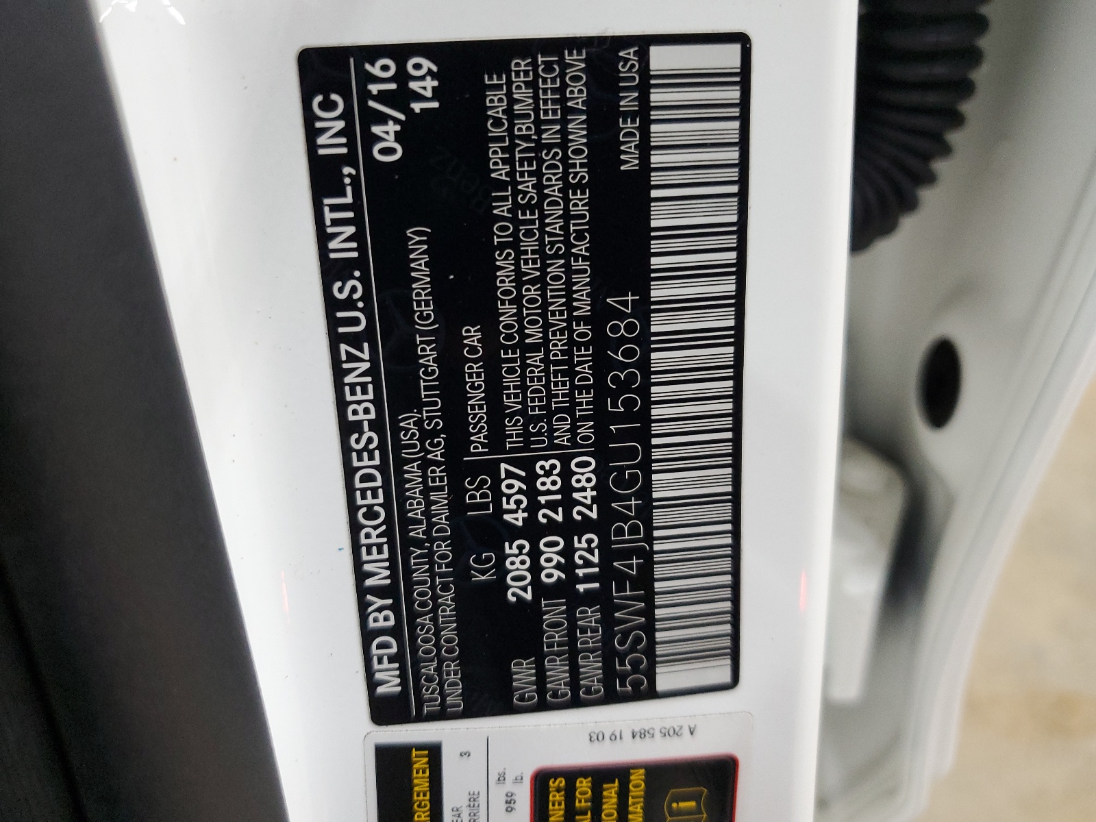 55SWF4JB4GU153684 2016 Mercedes-Benz C 300