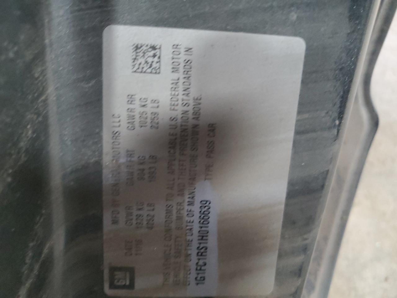 2017 Chevrolet Camaro Lt VIN: 1G1FC1RS1H0166639 Lot: 61954054