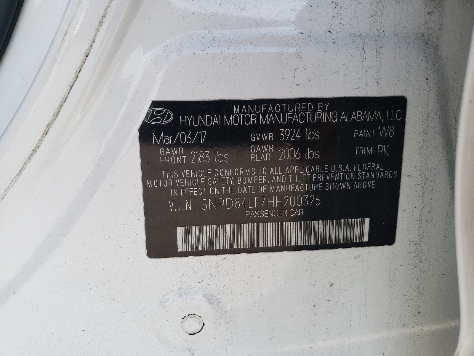 5NPD84LF7HH200325 2017 Hyundai Elantra Se