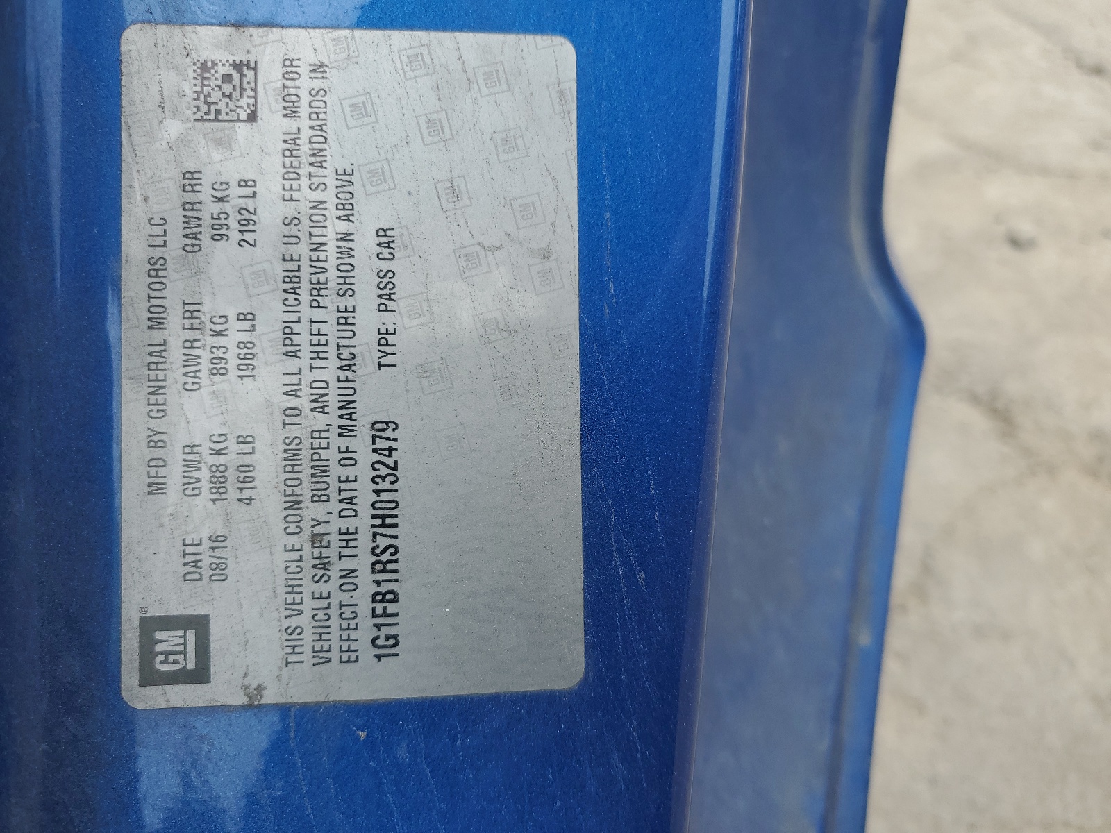 1G1FB1RS7H0132479 2017 Chevrolet Camaro Lt