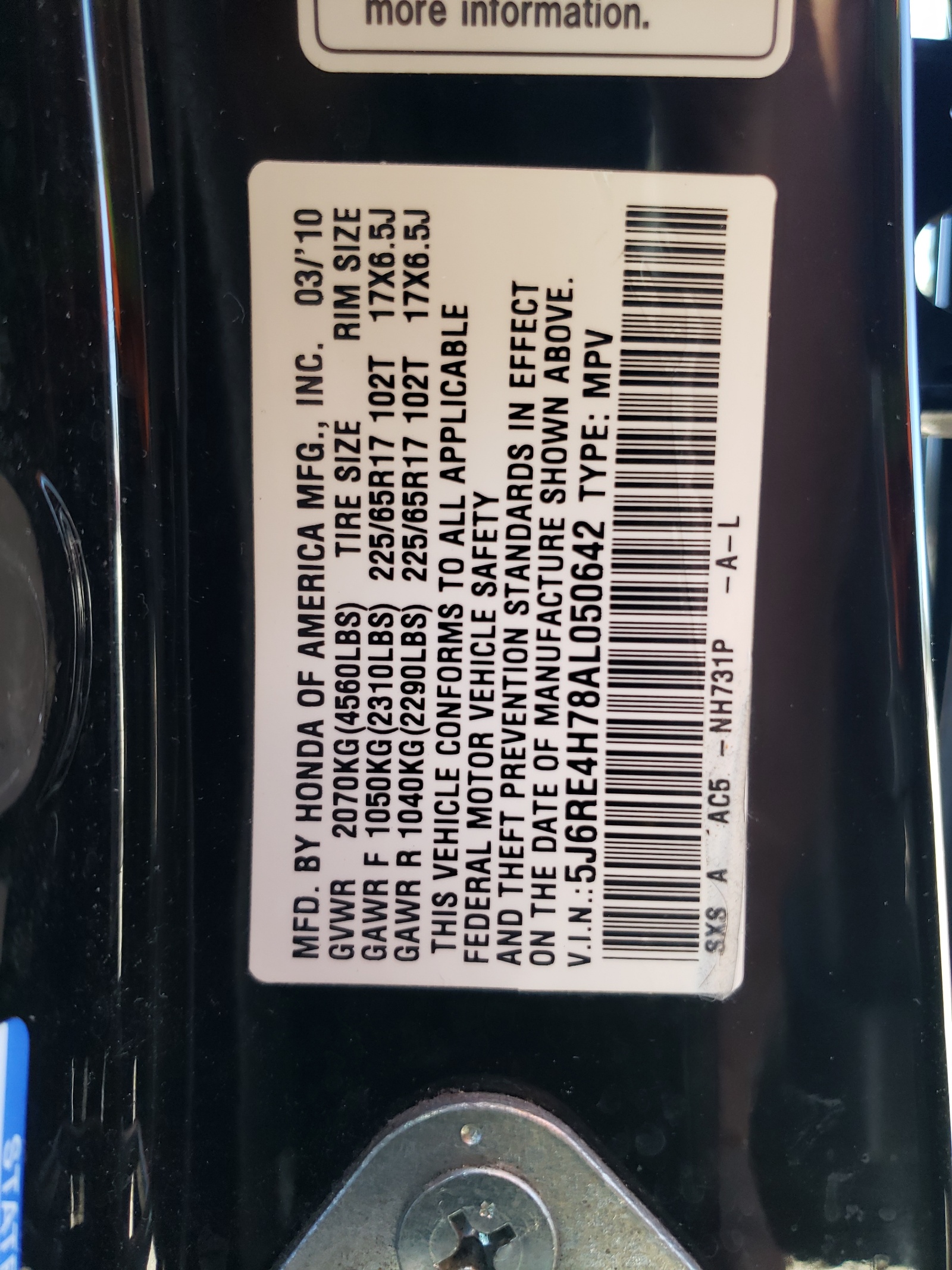 5J6RE4H78AL050642 2010 Honda Cr-V Exl