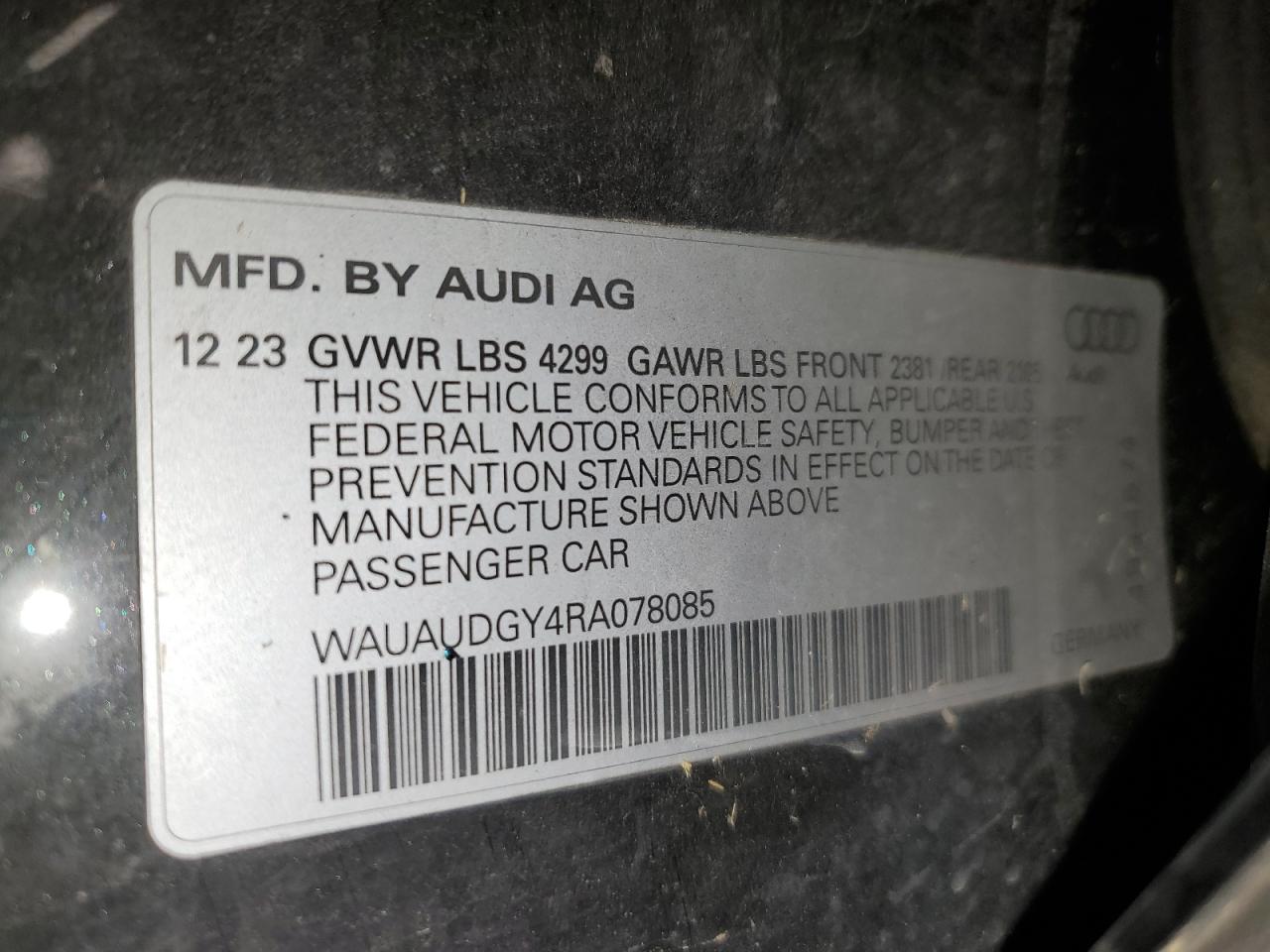 WAUAUDGY4RA078085 2024 Audi A3 Premium