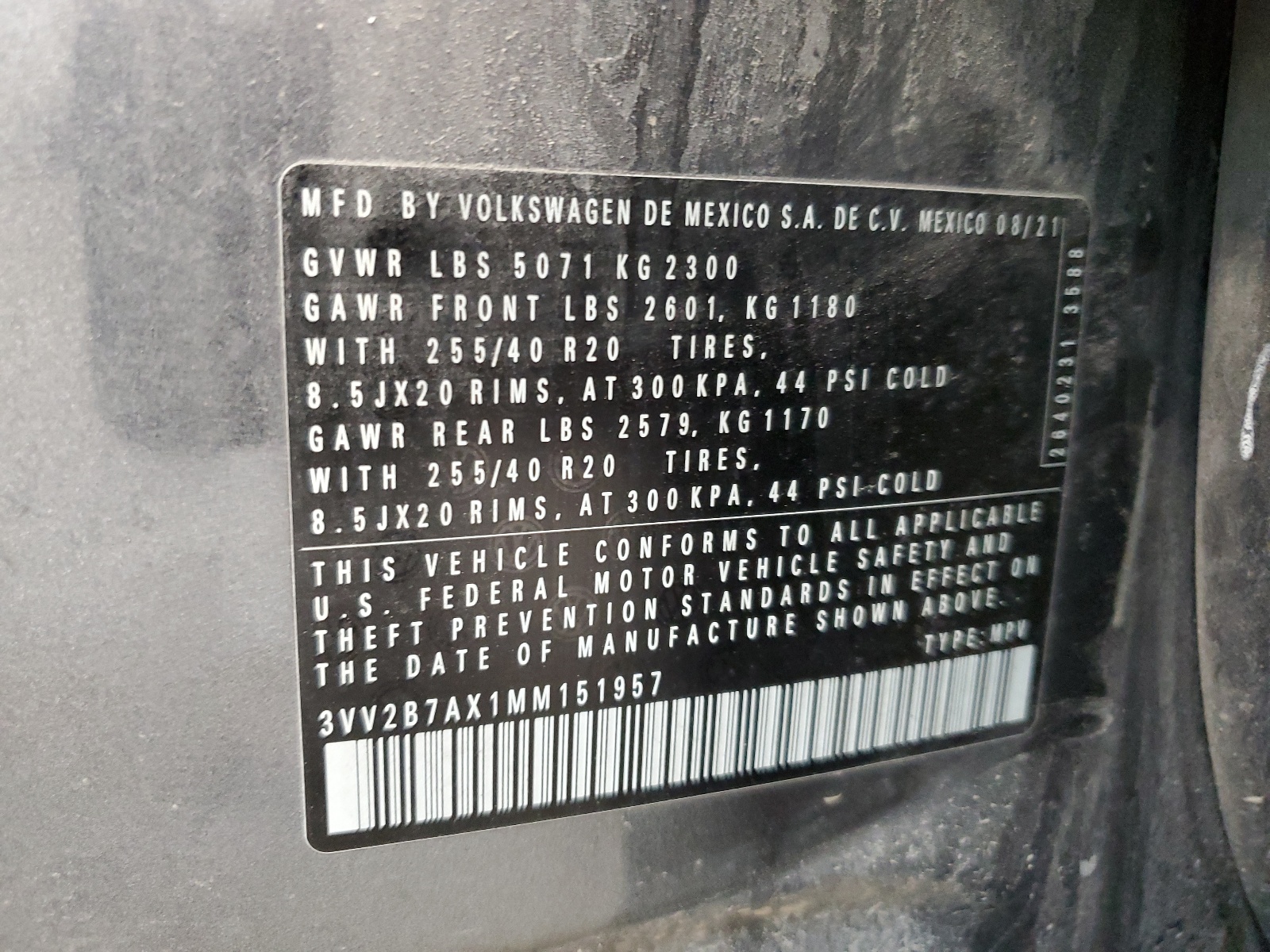 3VV2B7AX1MM151957 2021 Volkswagen Tiguan Se