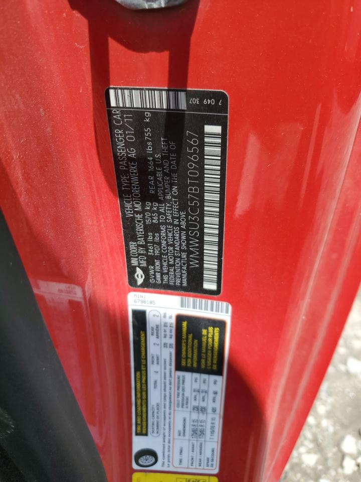 2011 Mini Cooper VIN: WMWSU3C57BT096567 Lot: 63521124