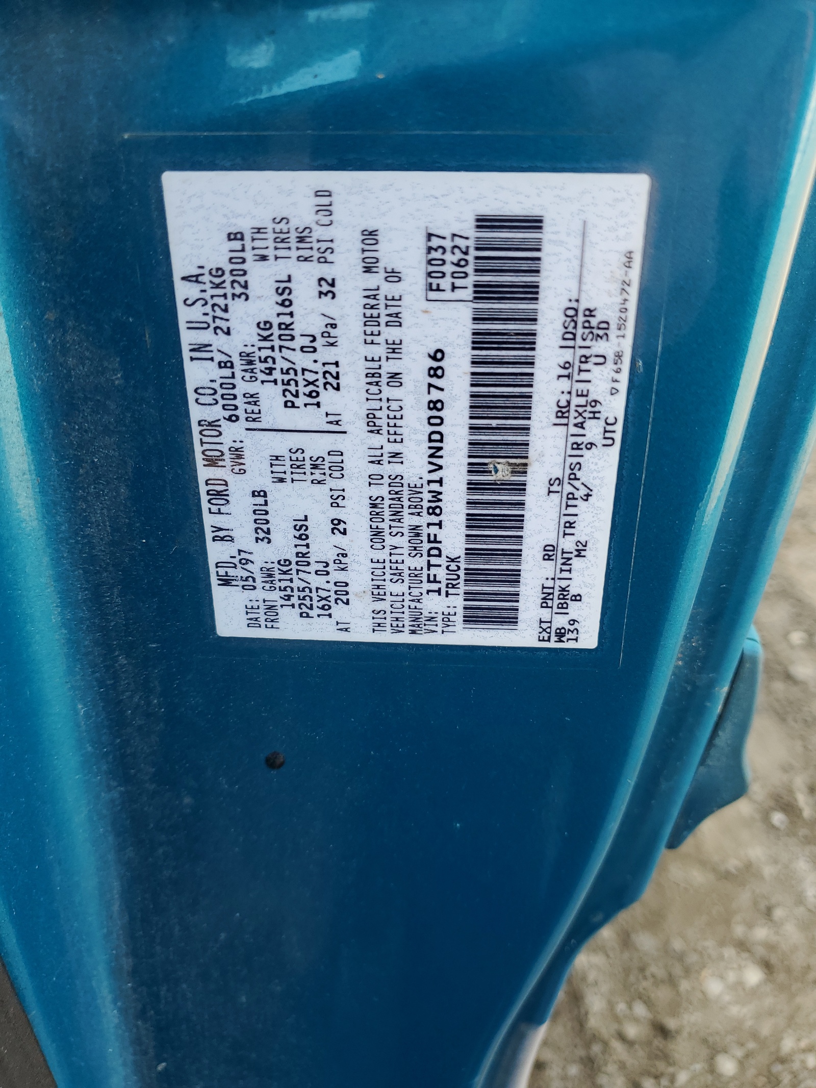 1FTDF18W1VND08786 1997 Ford F150