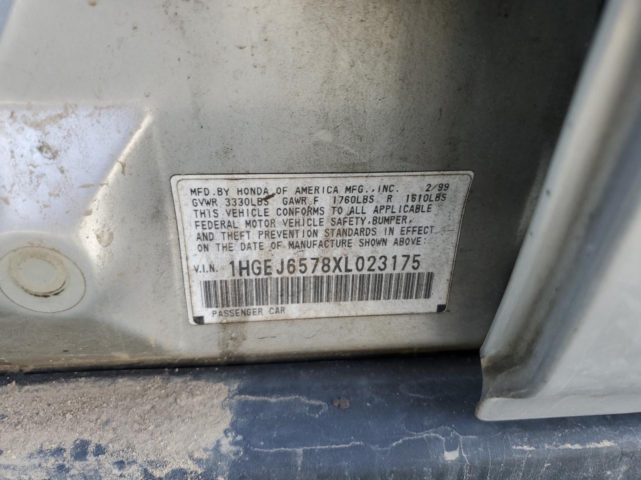 1999 Honda Civic Lx VIN: 1HGEJ6578XL023175 Lot: 63318054