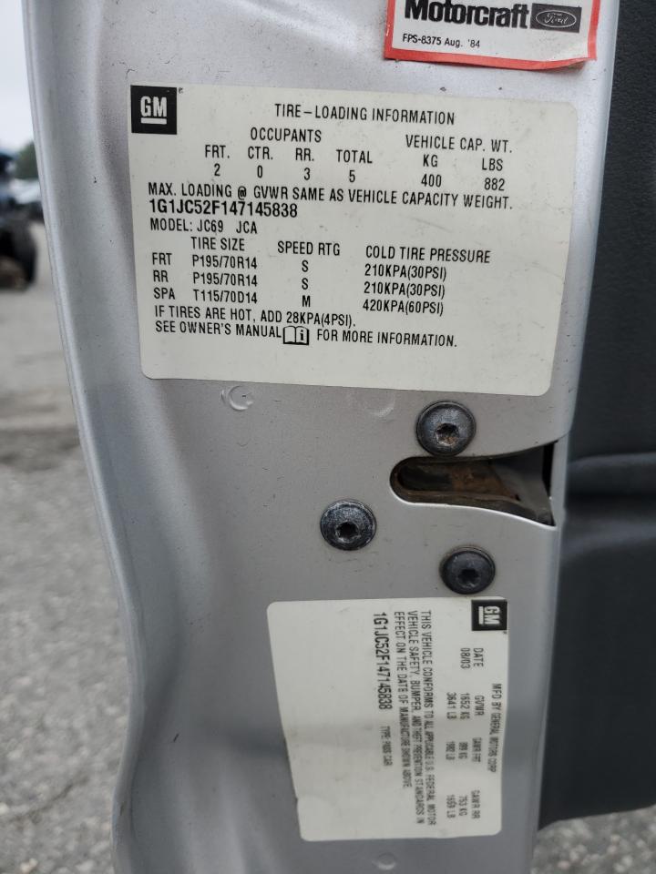 2004 Chevrolet Cavalier VIN: 1G1JC52F147145838 Lot: 63631184