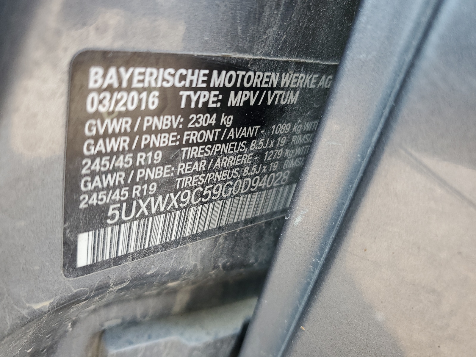 5UXWX9C59G0D94028 2016 BMW X3 xDrive28I