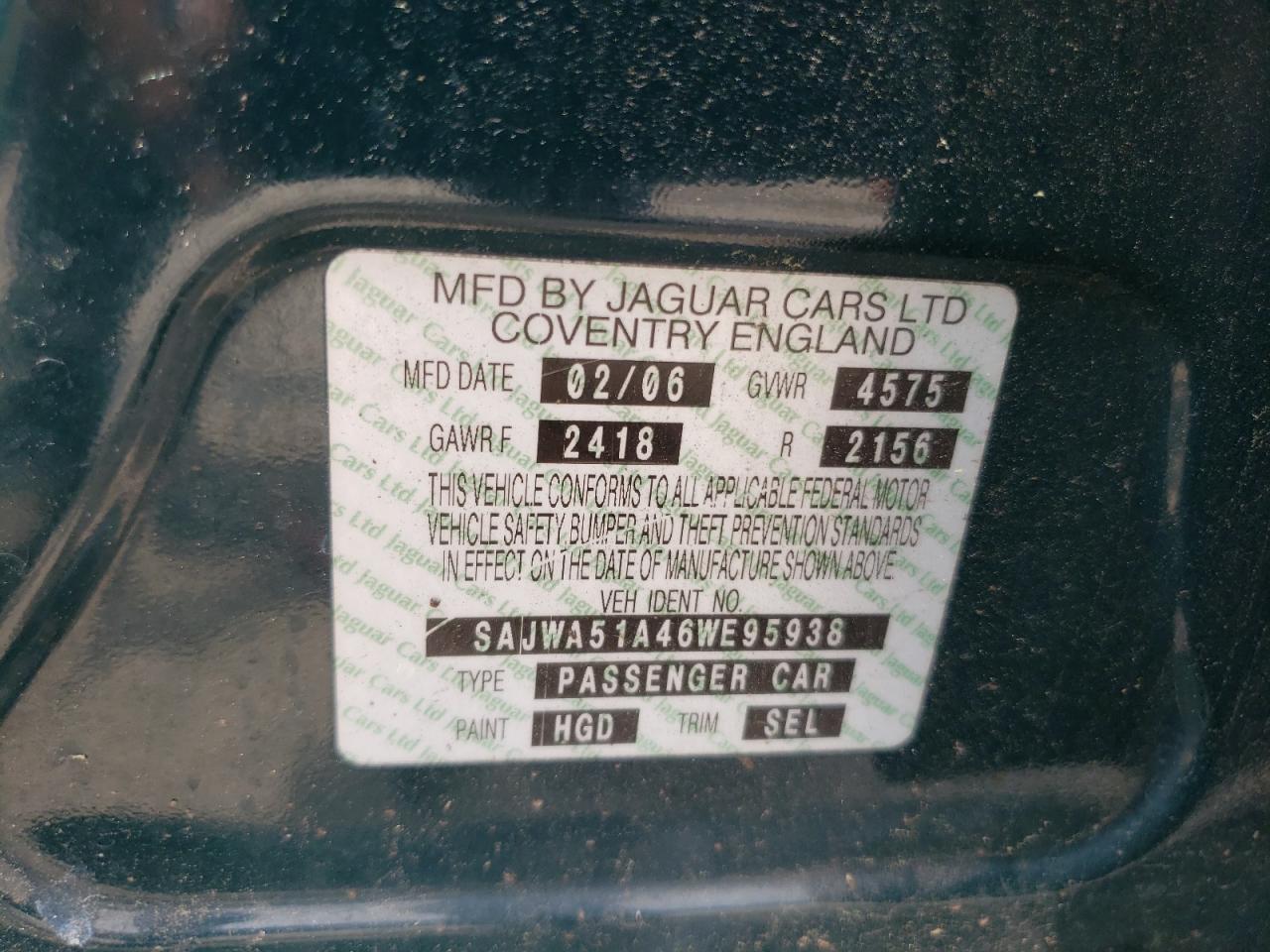 2006 Jaguar X-Type 3.0 VIN: SAJWA51A46WE95938 Lot: 61628324