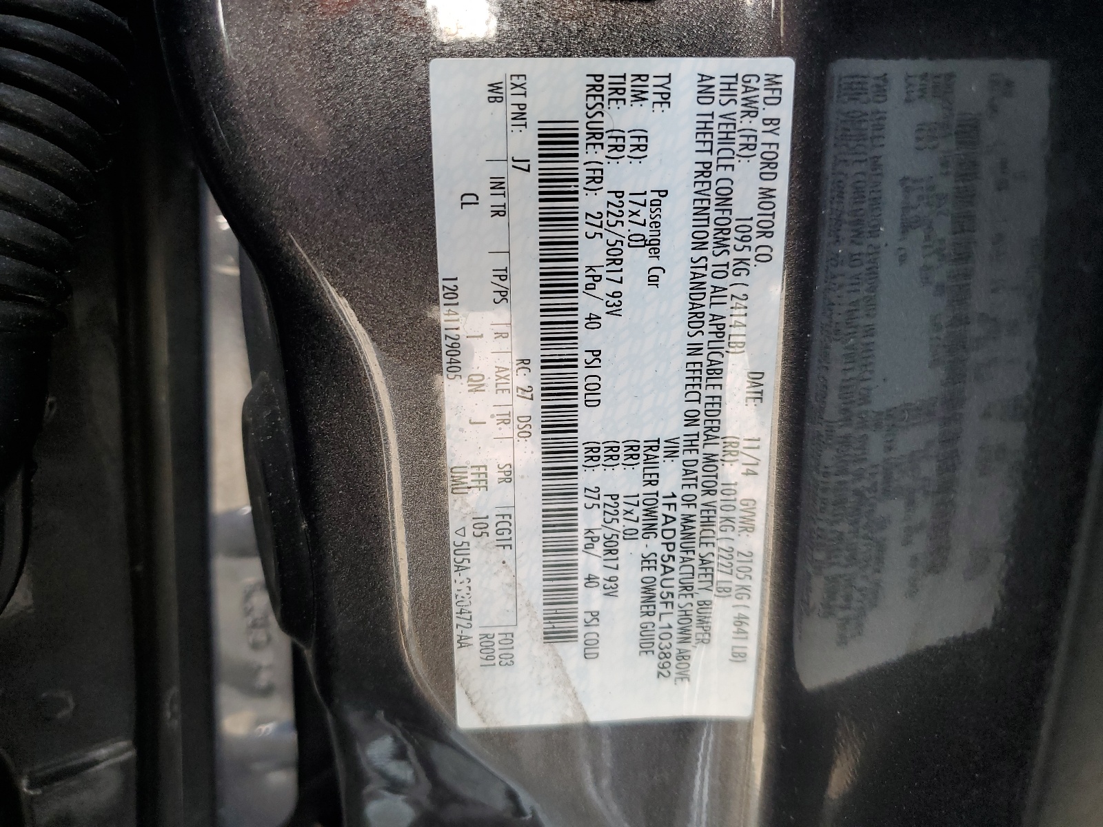 1FADP5AU5FL103892 2015 Ford C-Max Se