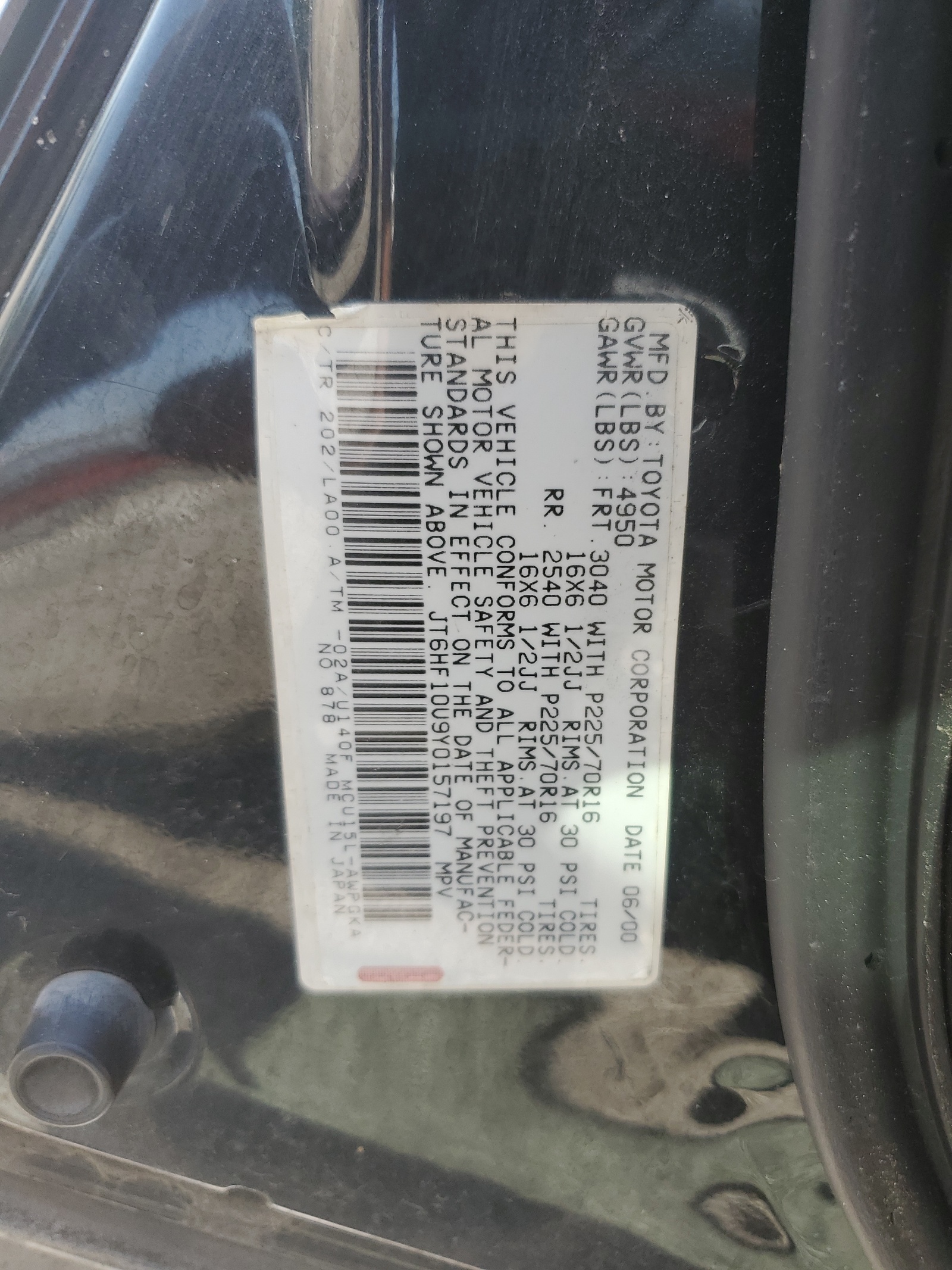 JT6HF10U9Y0157197 2000 Lexus Rx 300