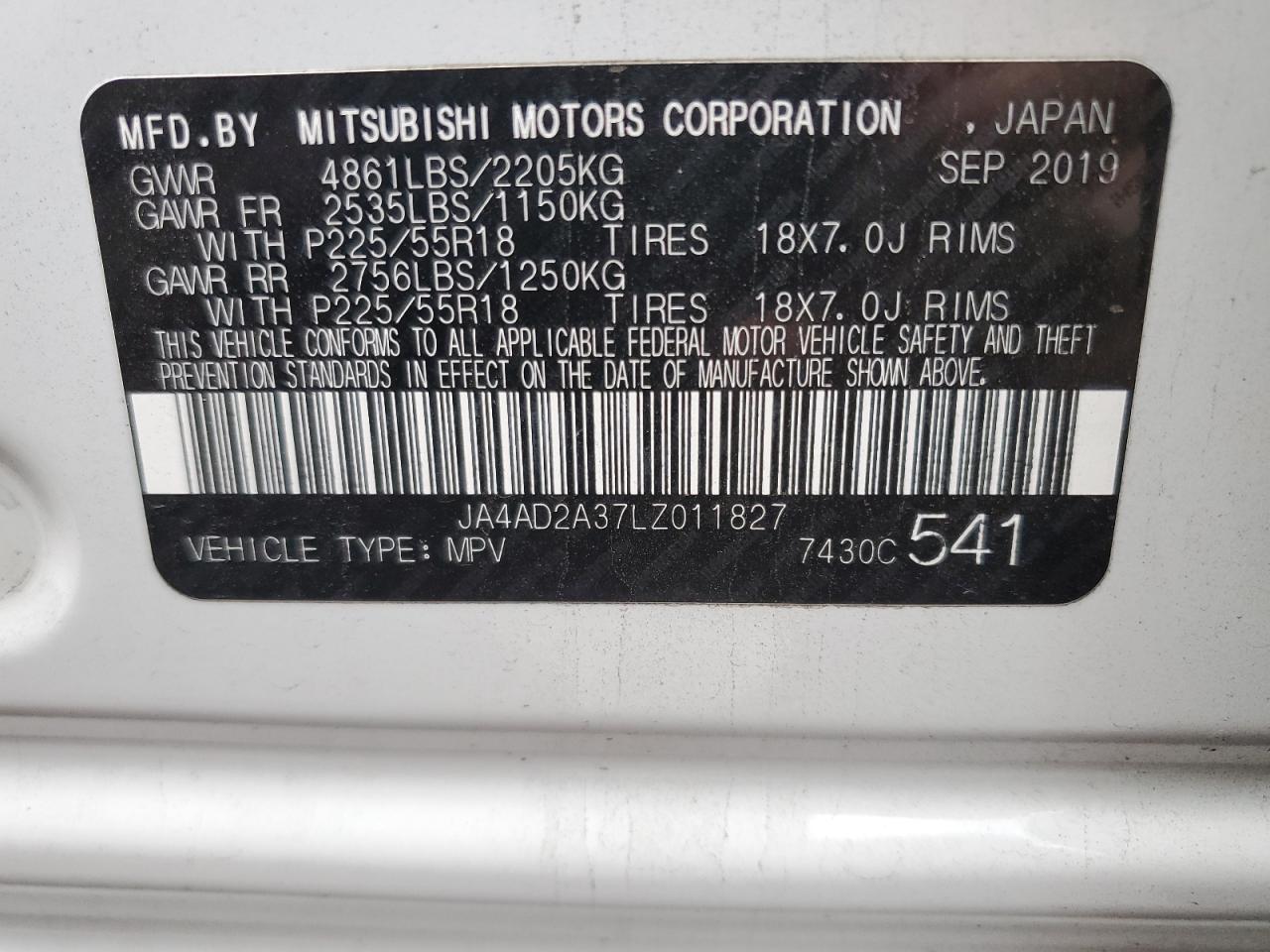 JA4AD2A37LZ011827 Mitsubishi Outlander  14