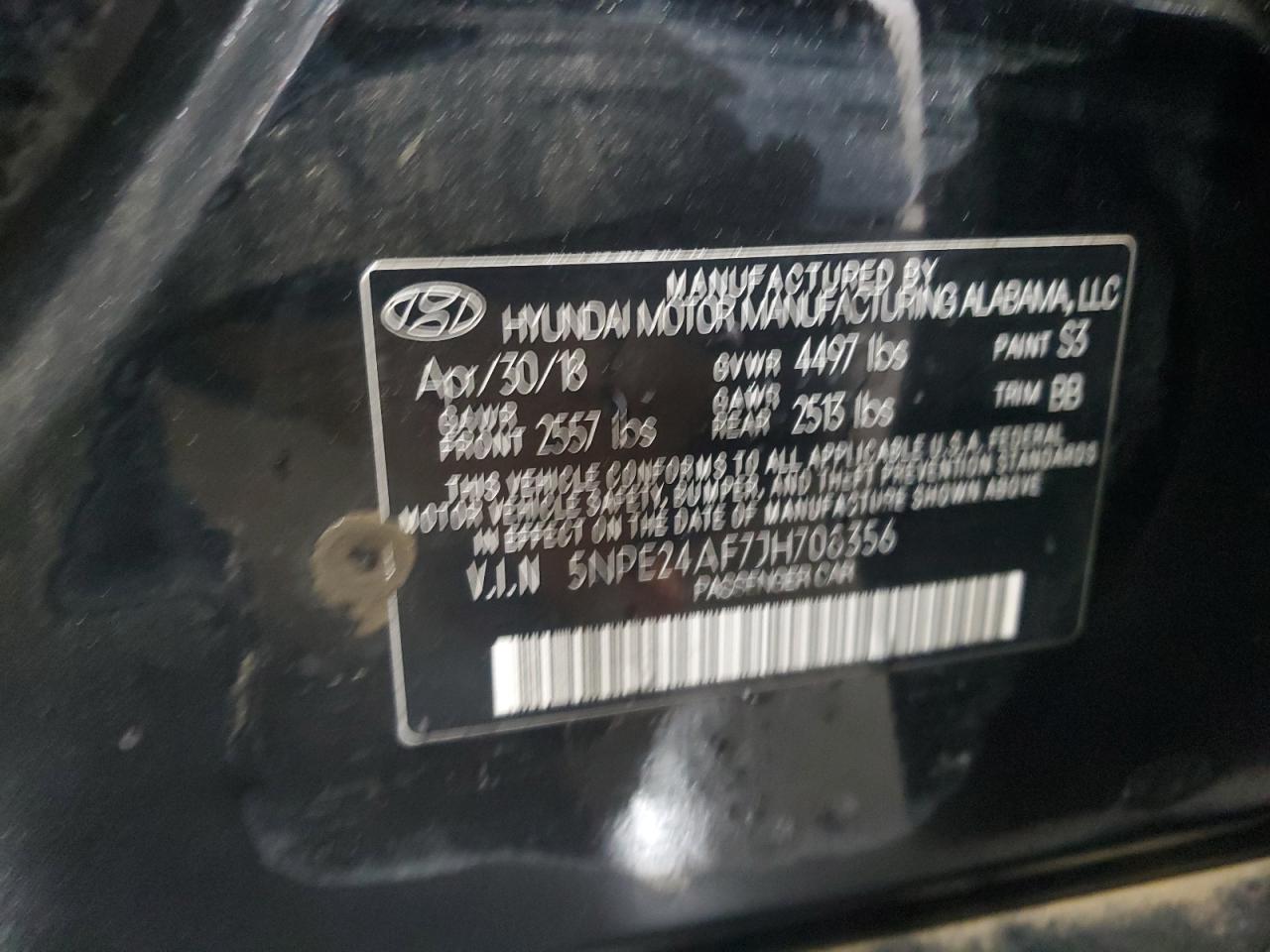 5NPE24AF7JH708356 2018 Hyundai Sonata Se