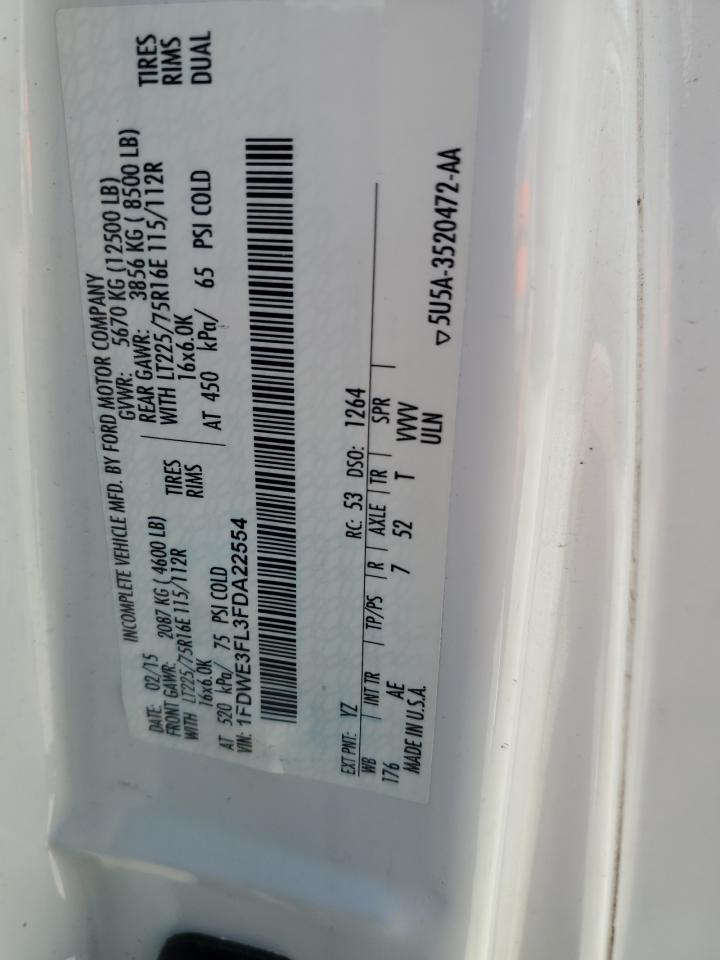 2015 Ford Econoline E350 Super Duty Cutaway Van VIN: 1FDWE3FL3FDA22554 Lot: 63261704