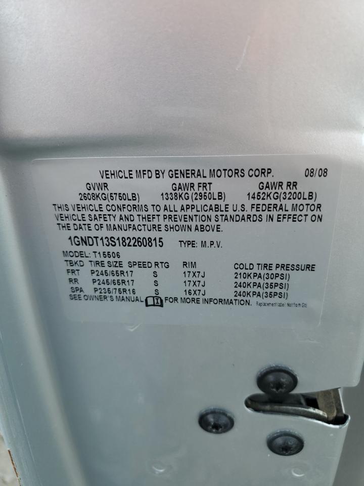 2008 Chevrolet Trailblazer Ls VIN: 1GNDT13S182260815 Lot: 64930264