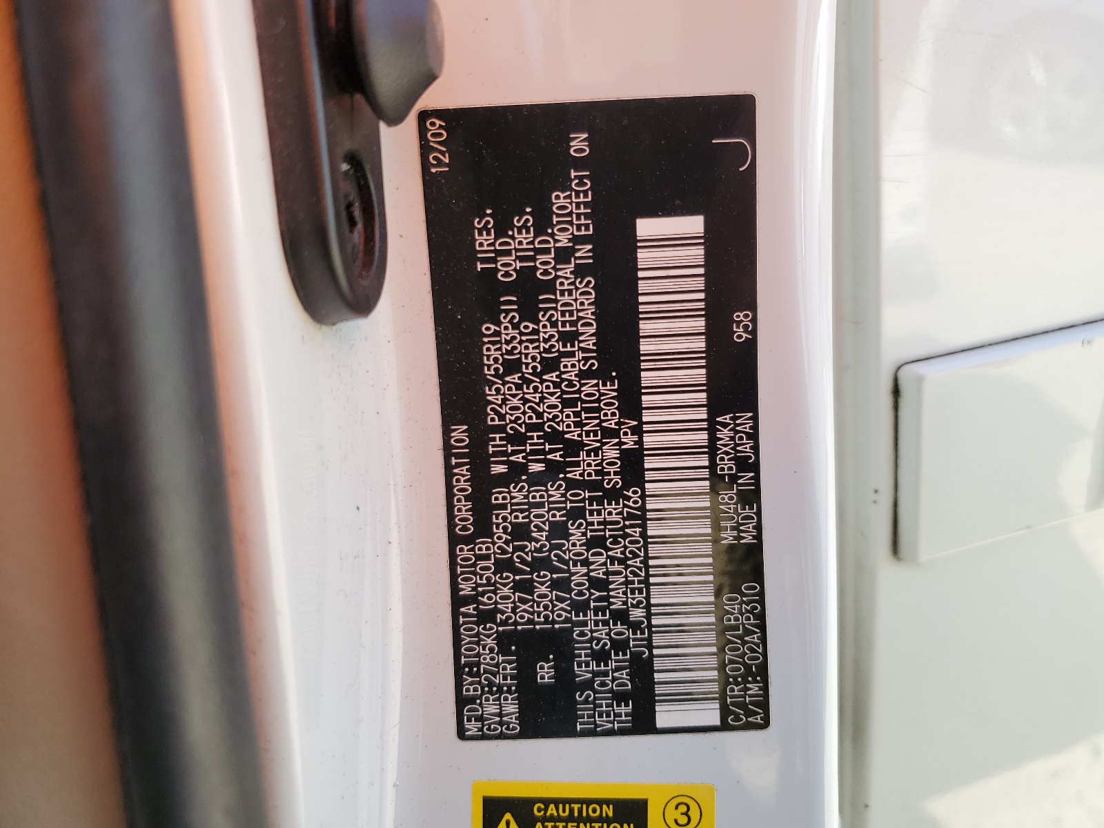 JTEJW3EH2A2041766 2010 Toyota Highlander Hybrid Limited