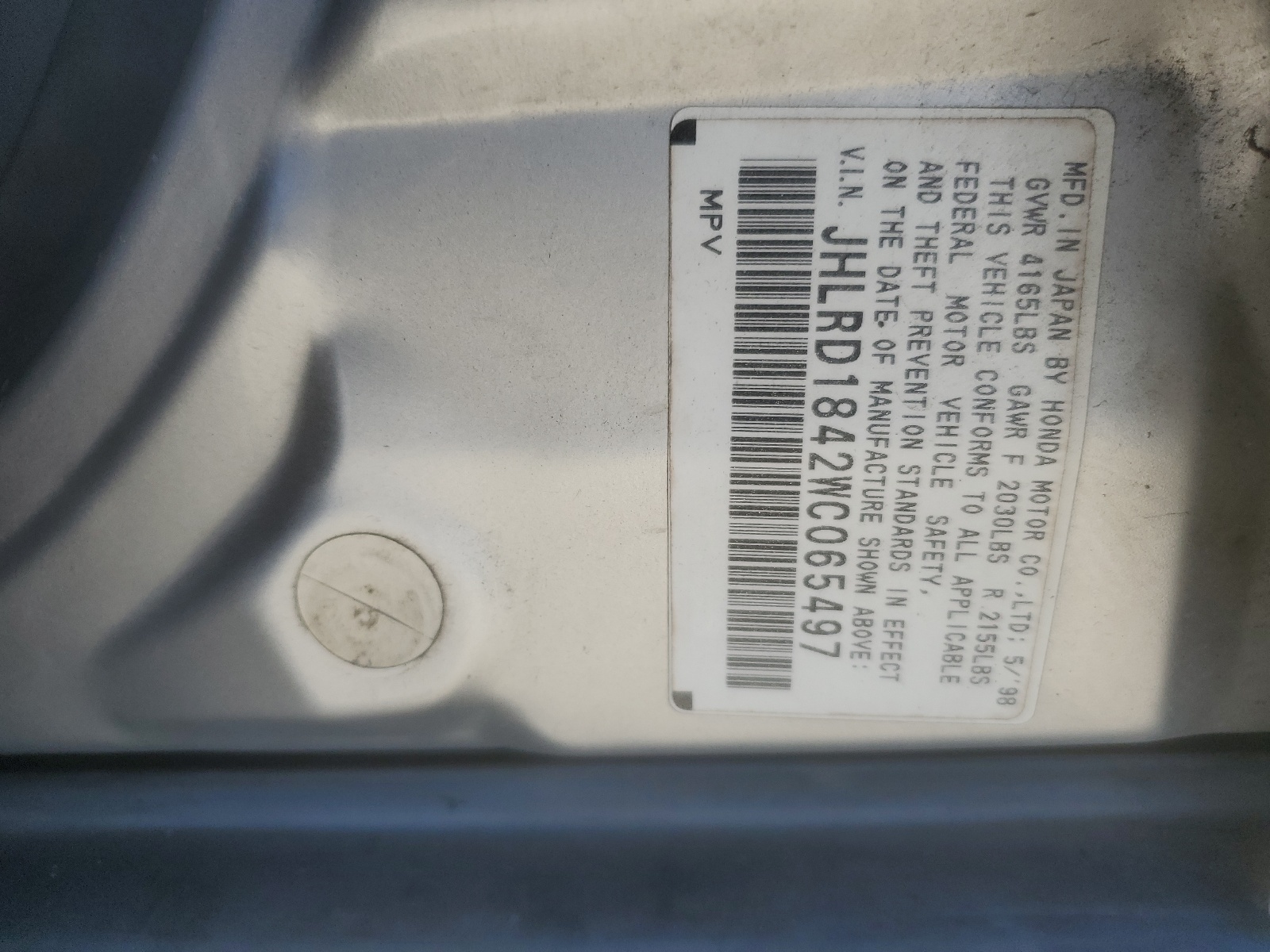 JHLRD1842WC065497 1998 Honda Cr-V Lx