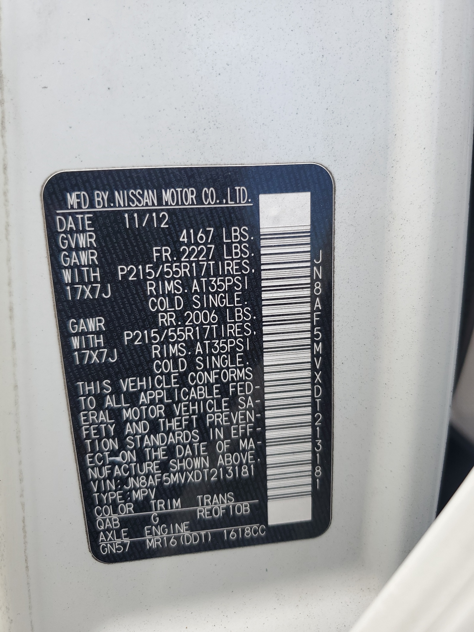 JN8AF5MVXDT213181 2013 Nissan Juke S