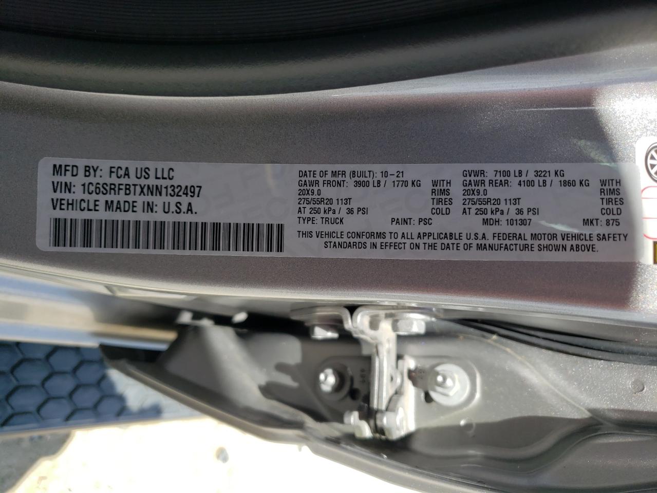 2022 Ram 1500 Big Horn/Lone Star VIN: 1C6SRFBTXNN132497 Lot: 62988314