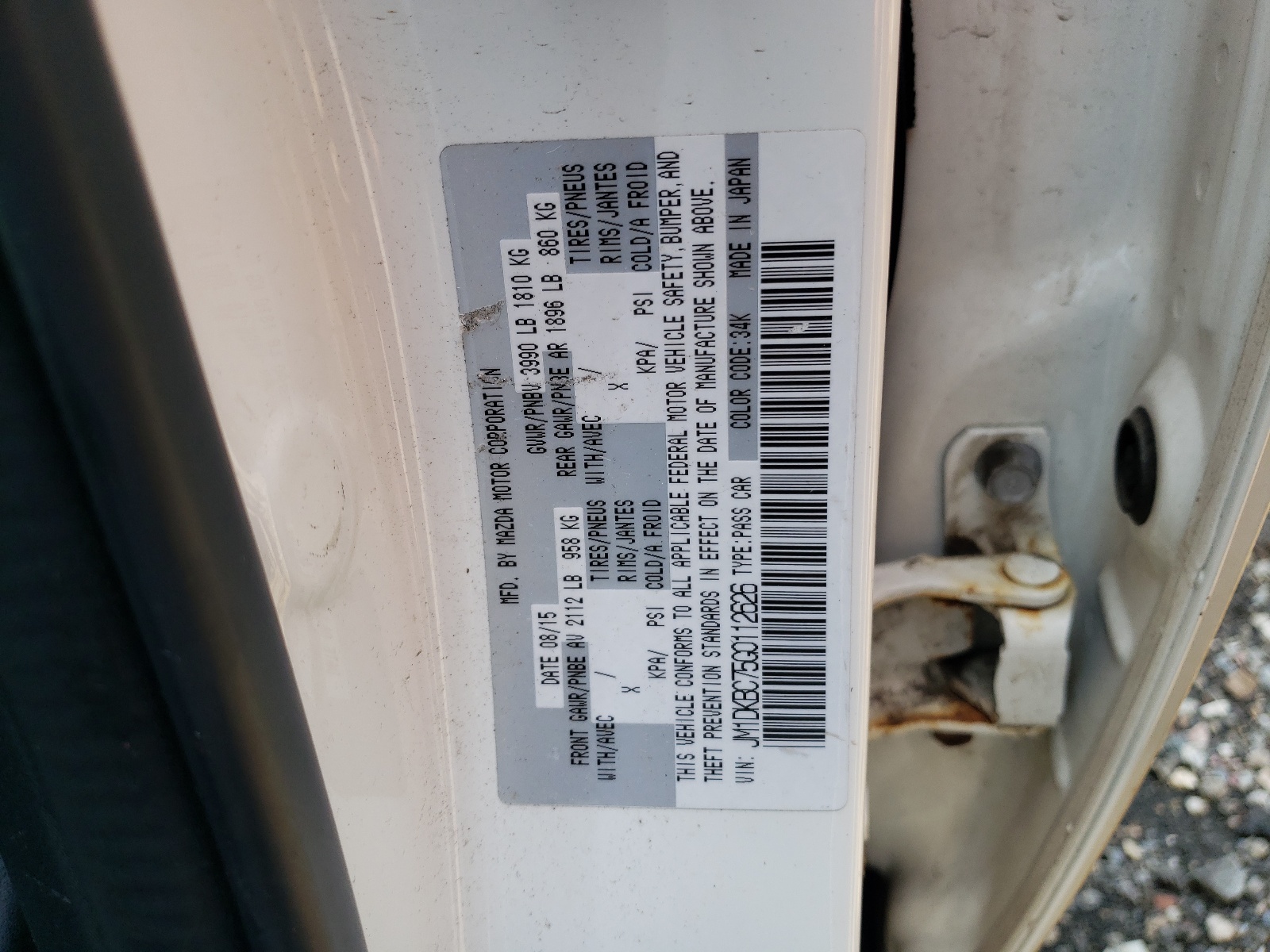 JM1DKBC75G0112626 2016 Mazda Cx-3 Touring