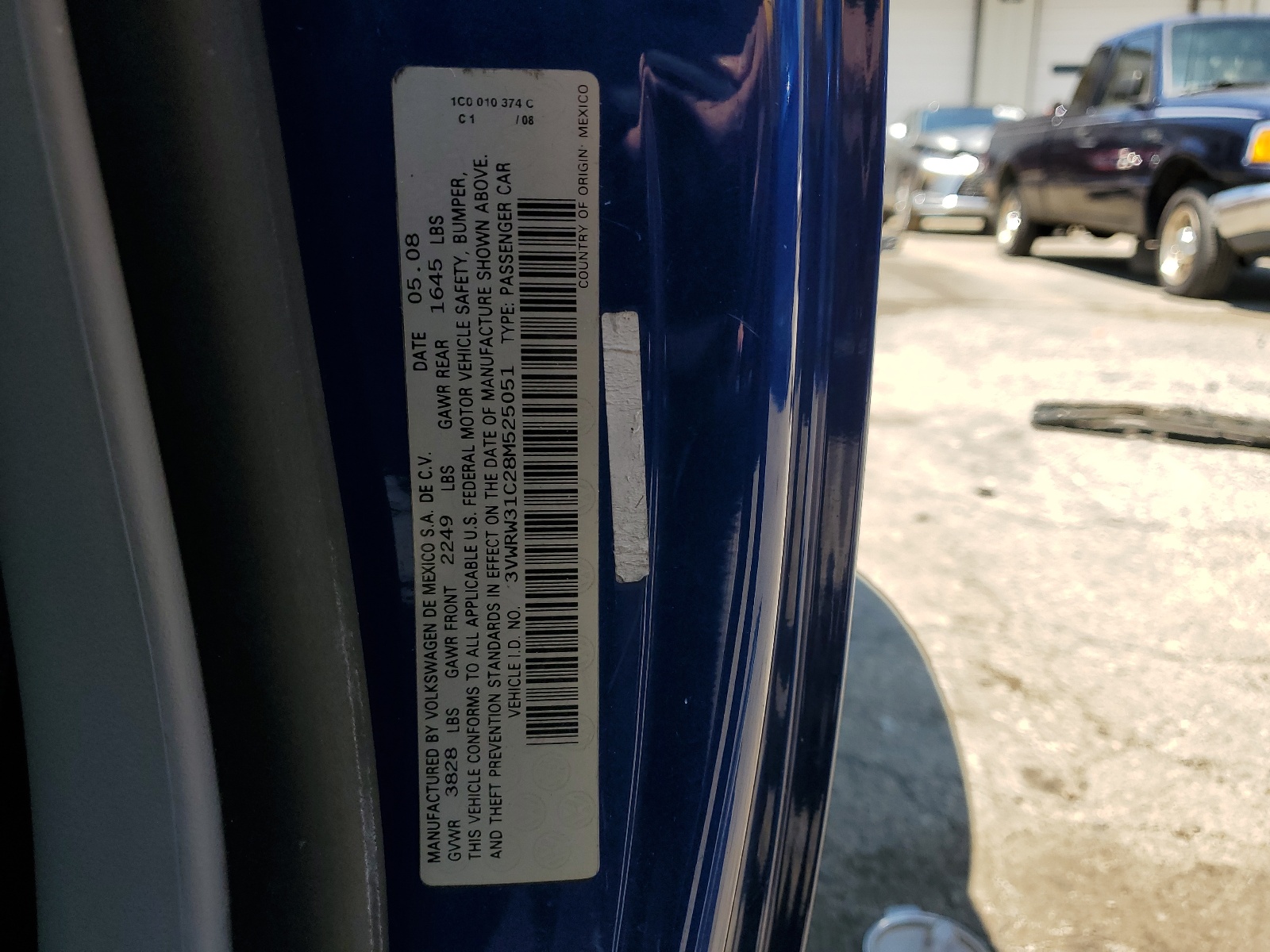 3VWRW31C28M525051 2008 Volkswagen New Beetle S