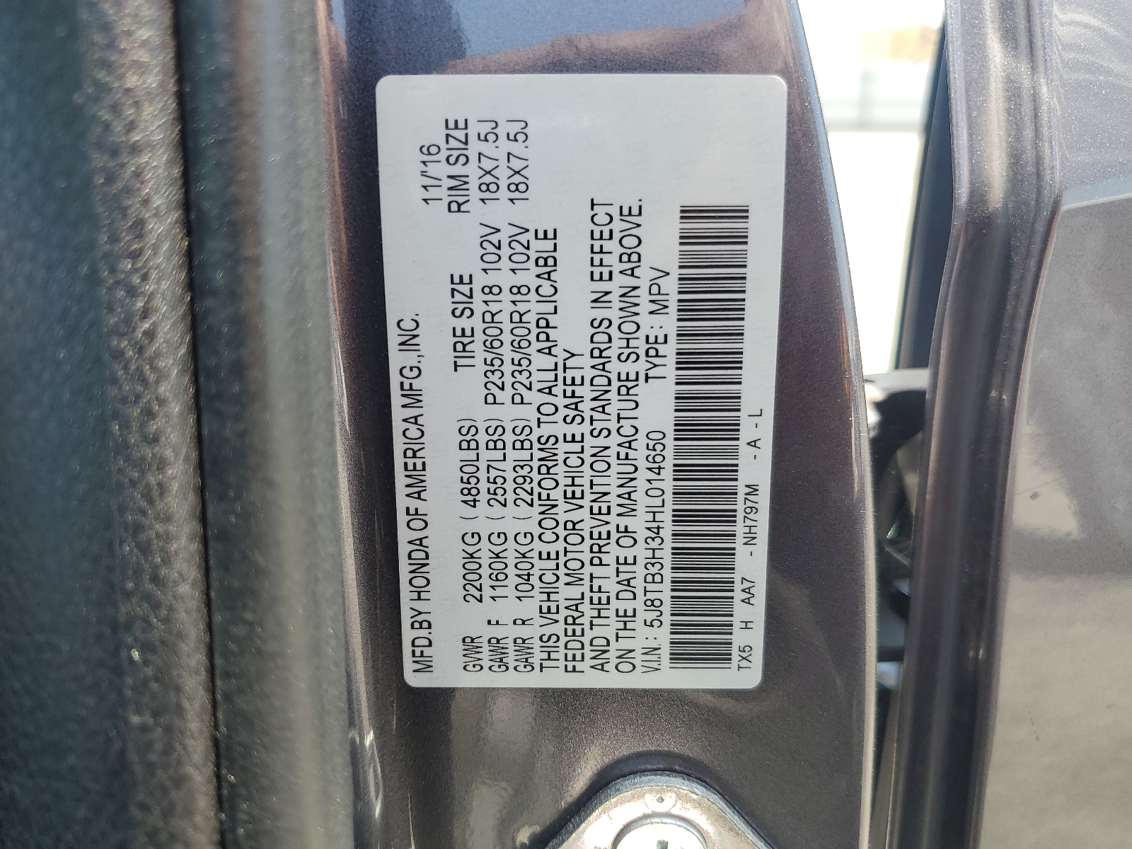 5J8TB3H34HL014650 2017 Acura Rdx