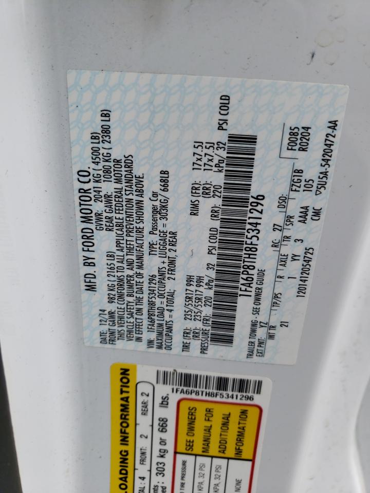 2015 Ford Mustang VIN: 1FA6P8TH8F5341296 Lot: 65393264